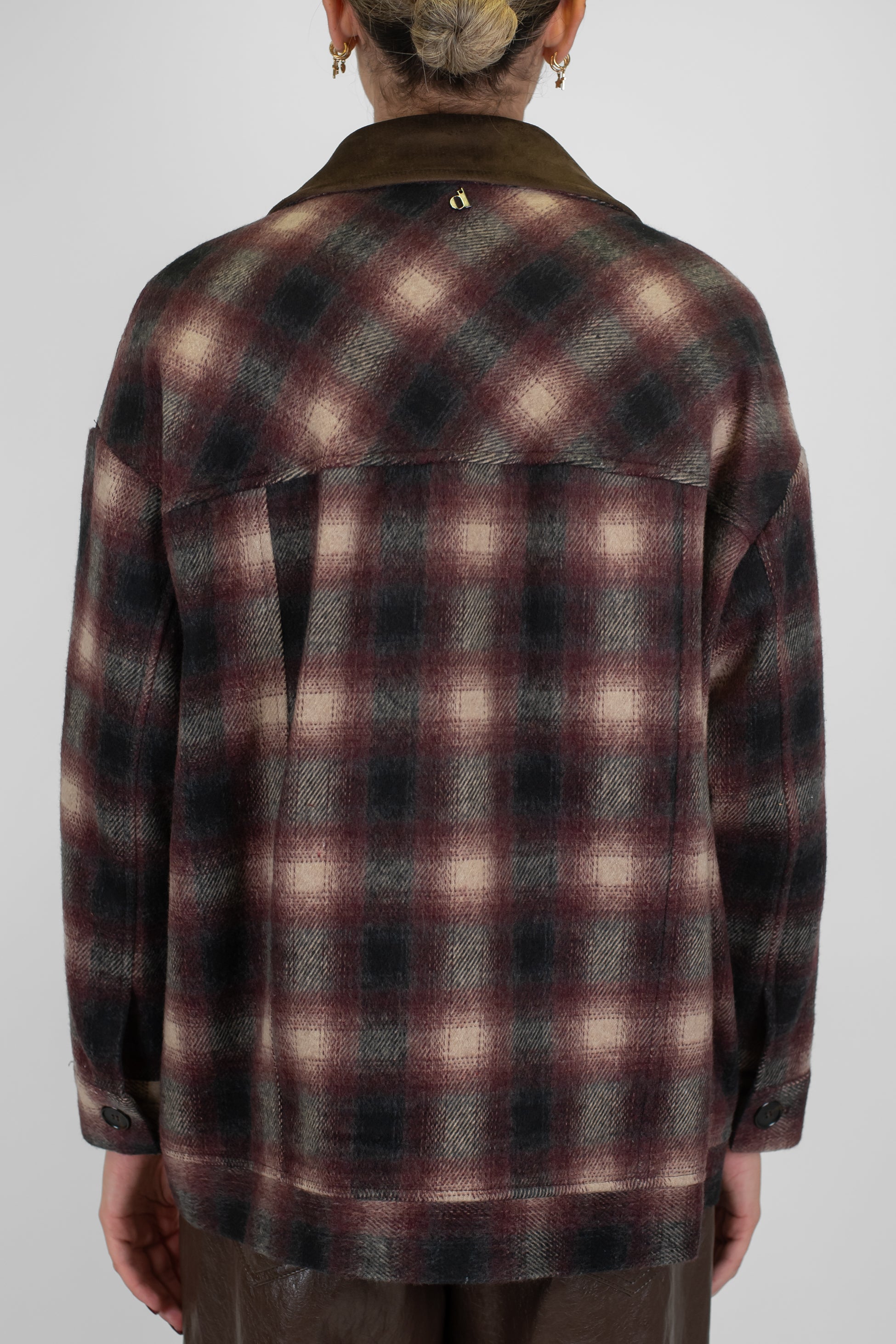 Dixie - Giacca bomber fantasia check in misto lana con chiusura bottoni e colletto in dainetto