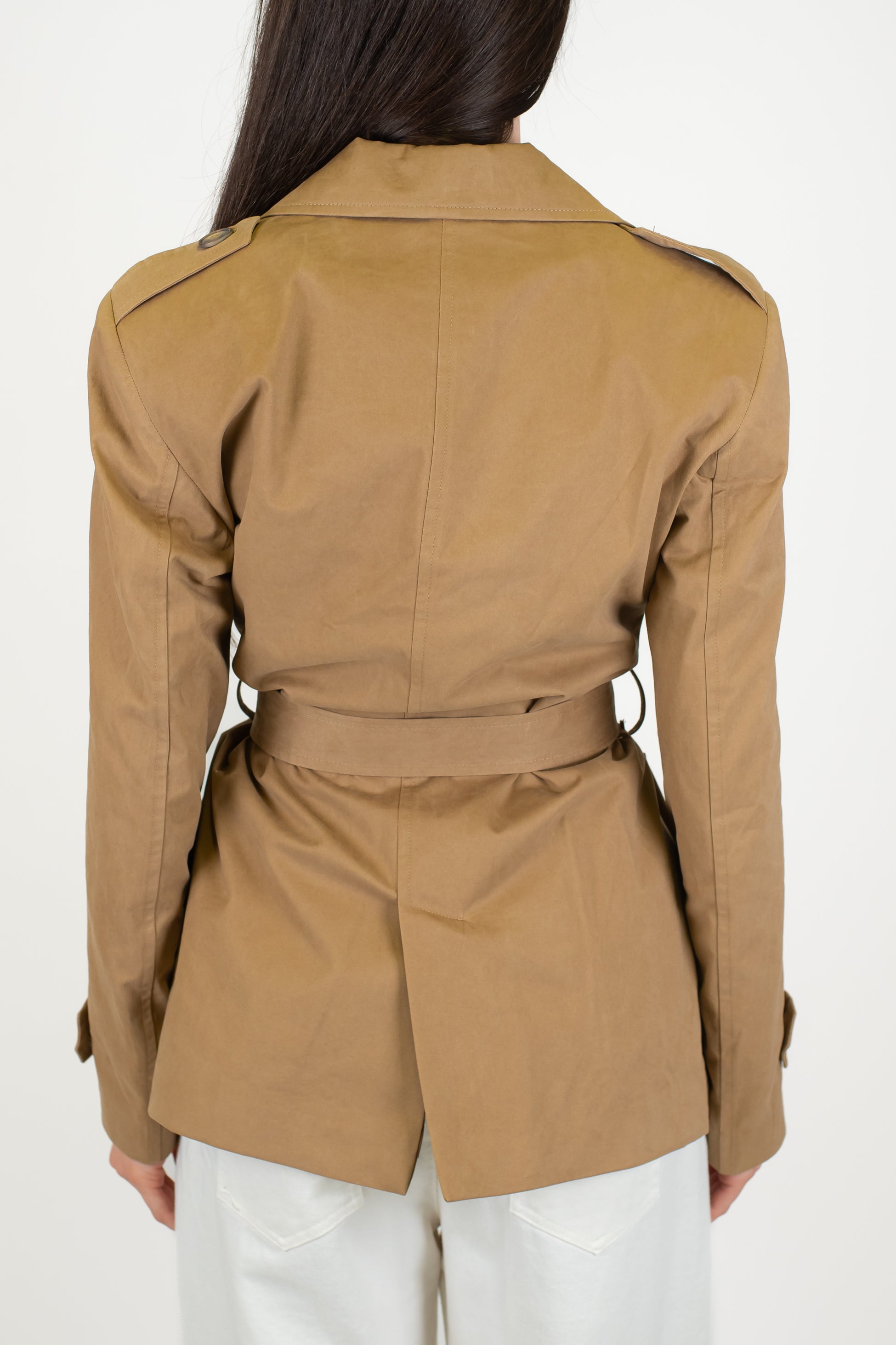 Motel - Giacca trench sahariana con tasconi e cintura in tessuto