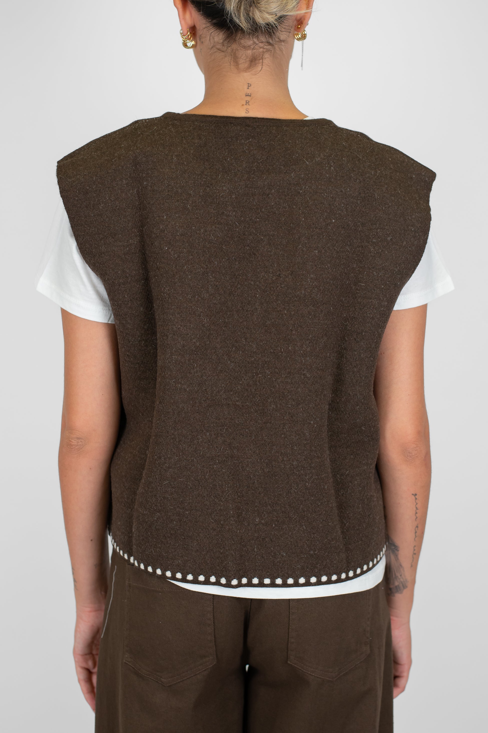 Tensione in - Gilet aperto fantasia astratta in misto lana