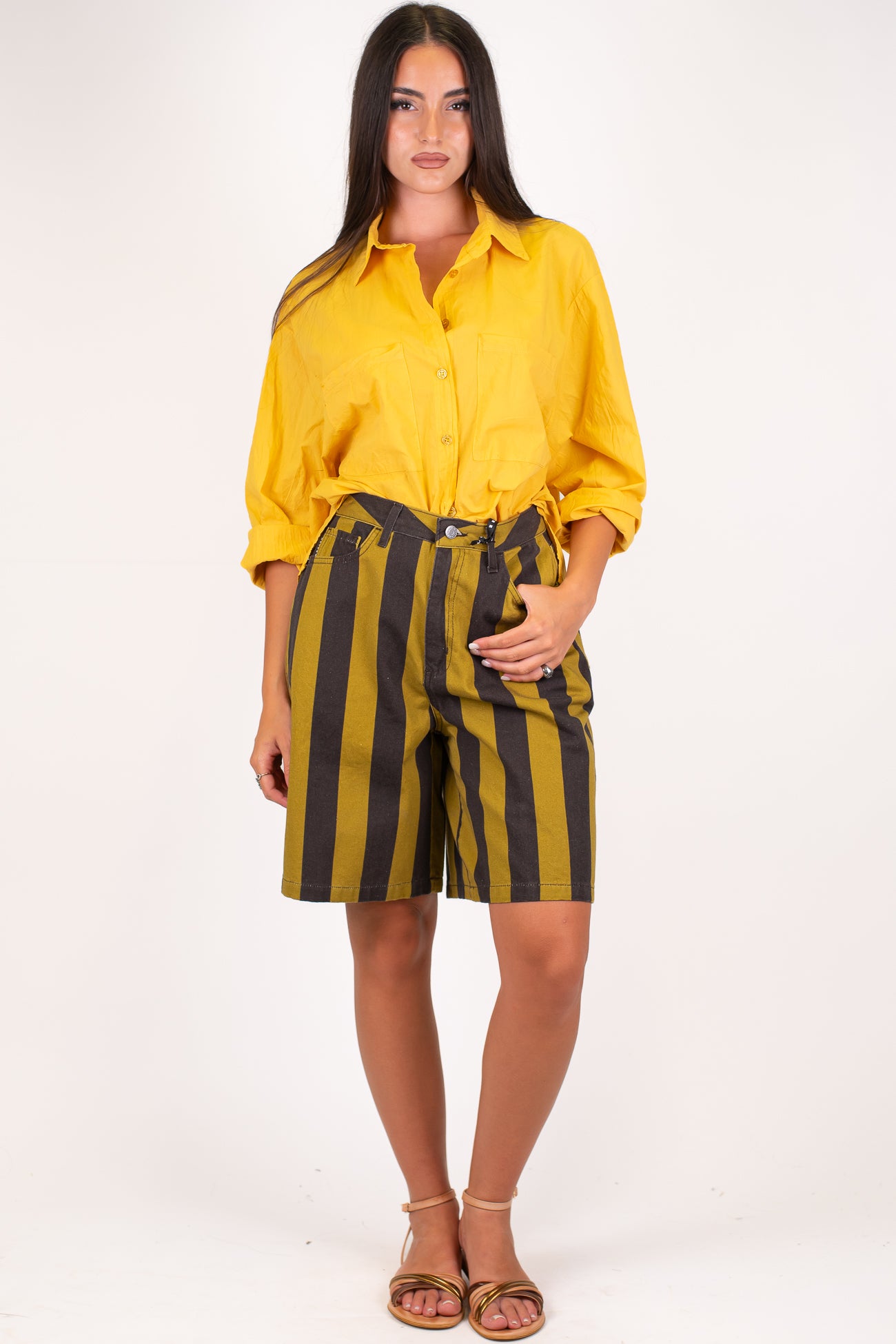 Haveone - Camicia in mussola di cotone con doppia tasca