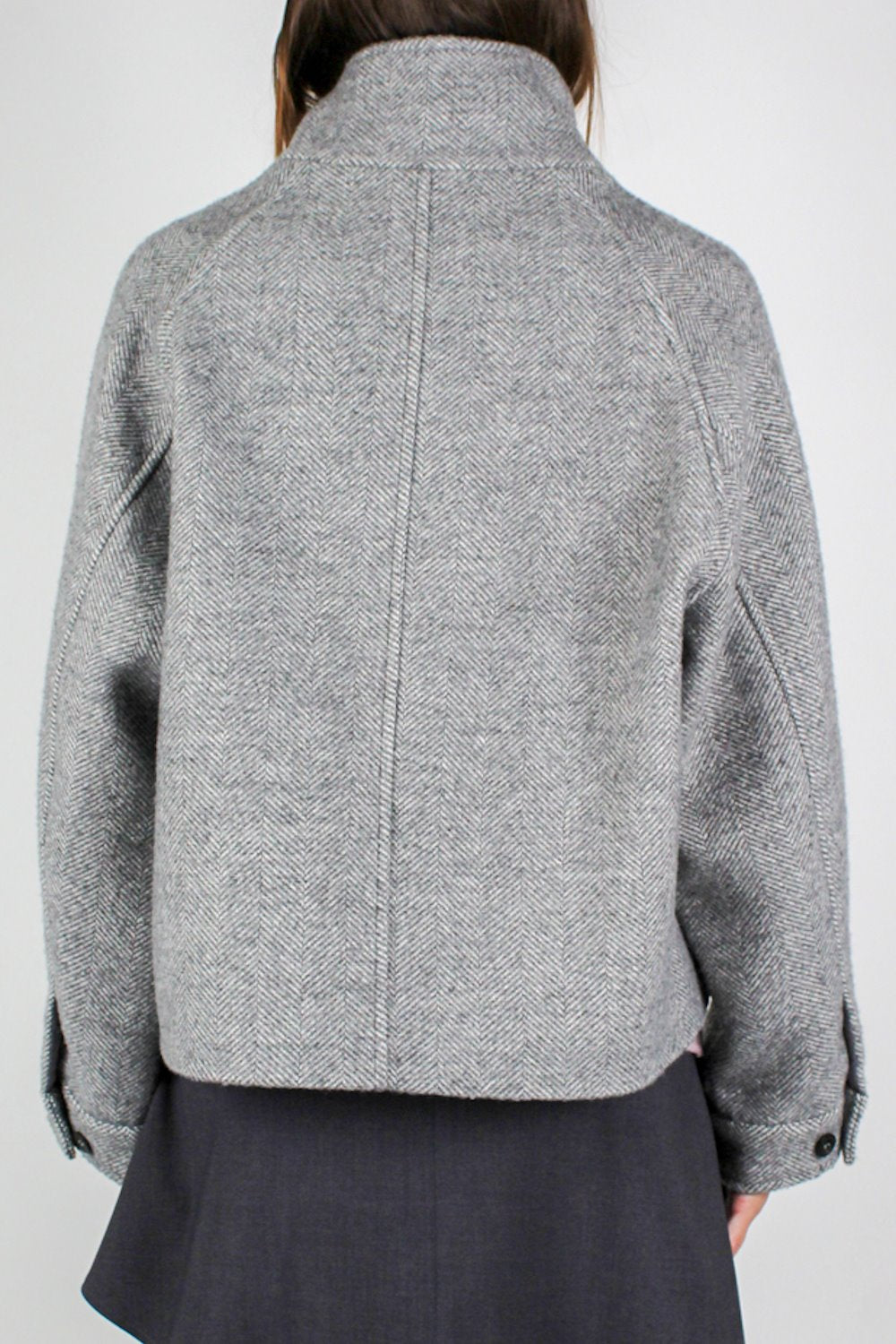 Maryley - Cappotto corto fantasia spigata con chiusura a zip a scomparsa