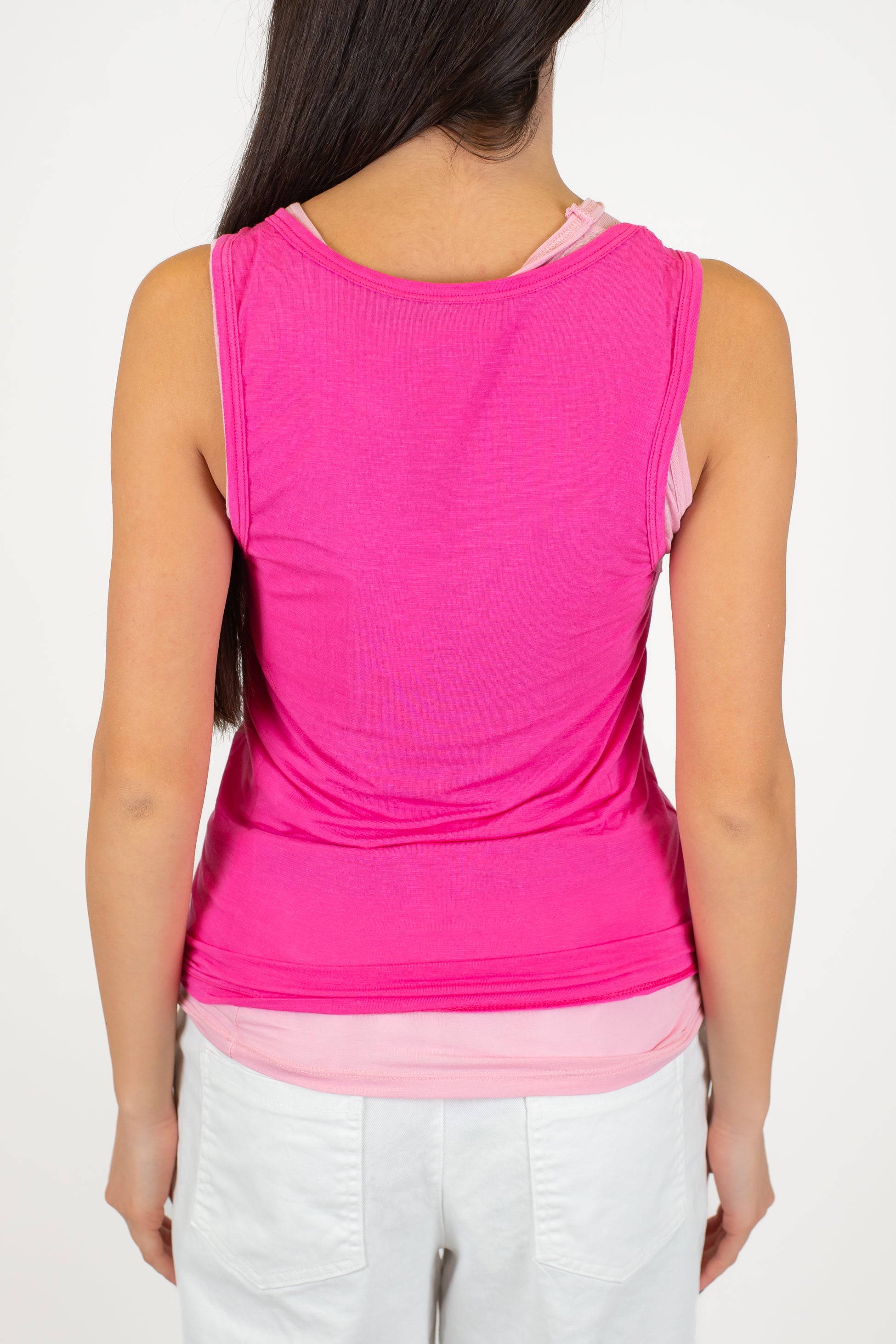 Haveone - Canotta doppio strato a contrasto in misto seta