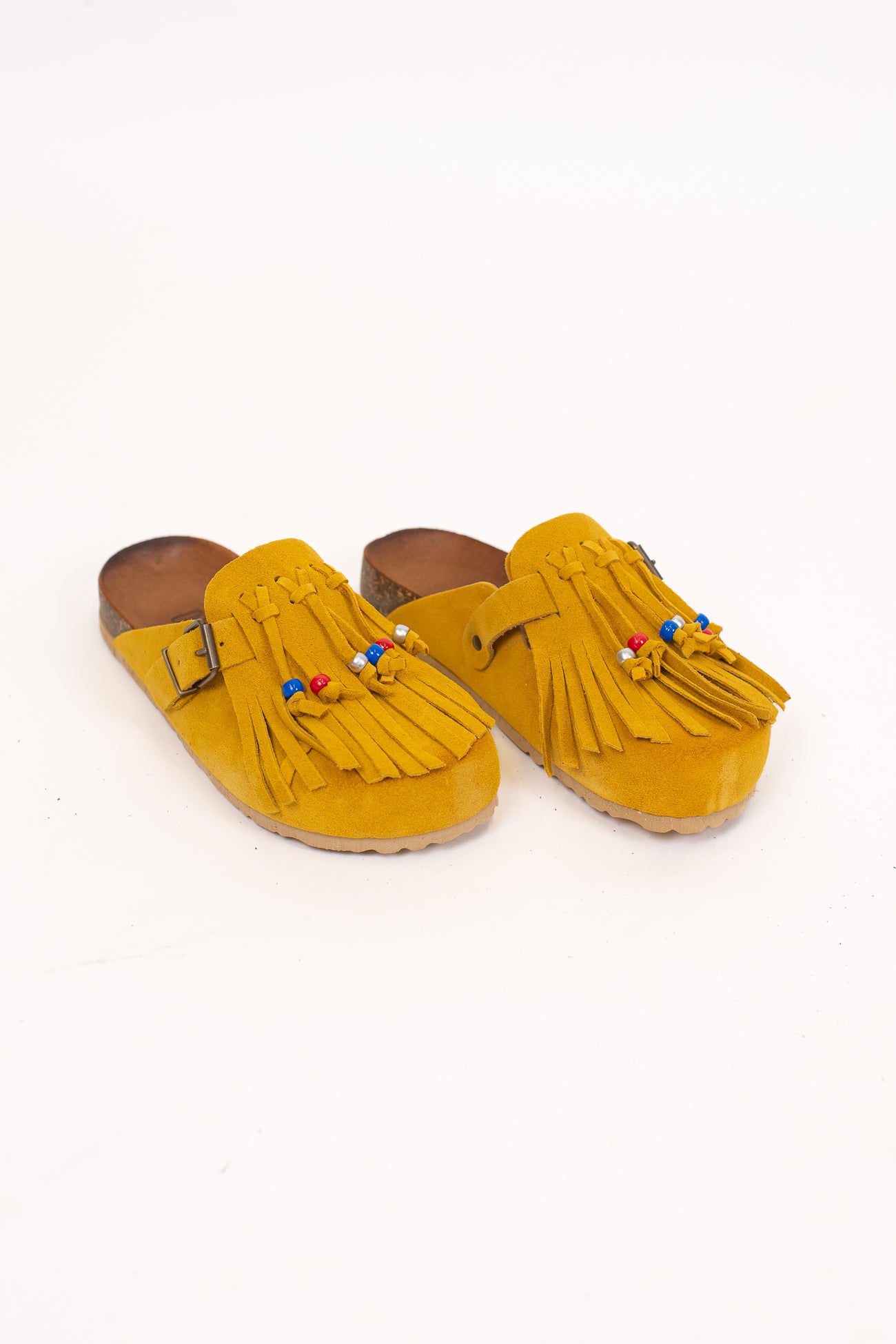 Ovyé - Mules in suede con frange e perline
