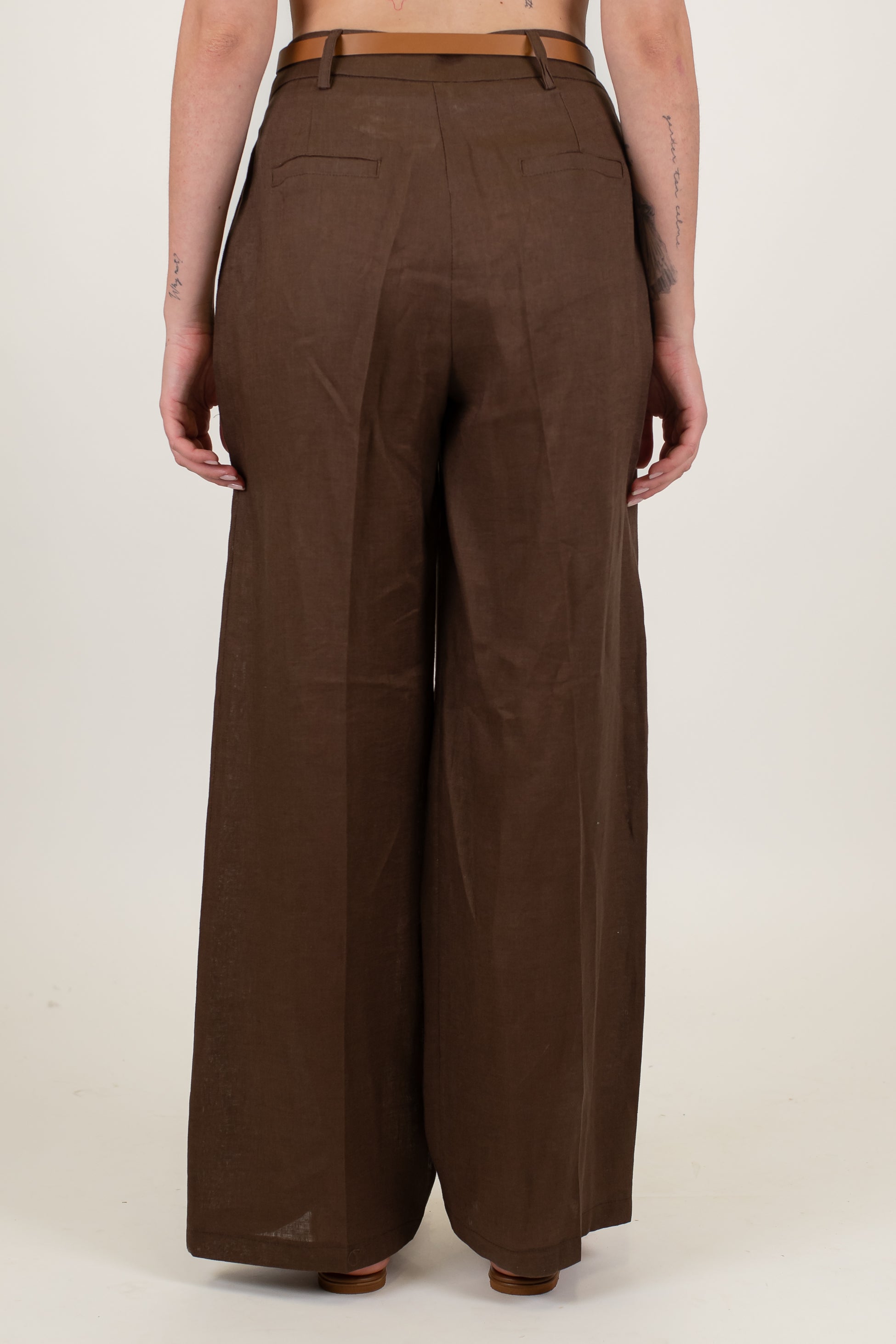 Tensione in - Pantalone palazzo in puro lino