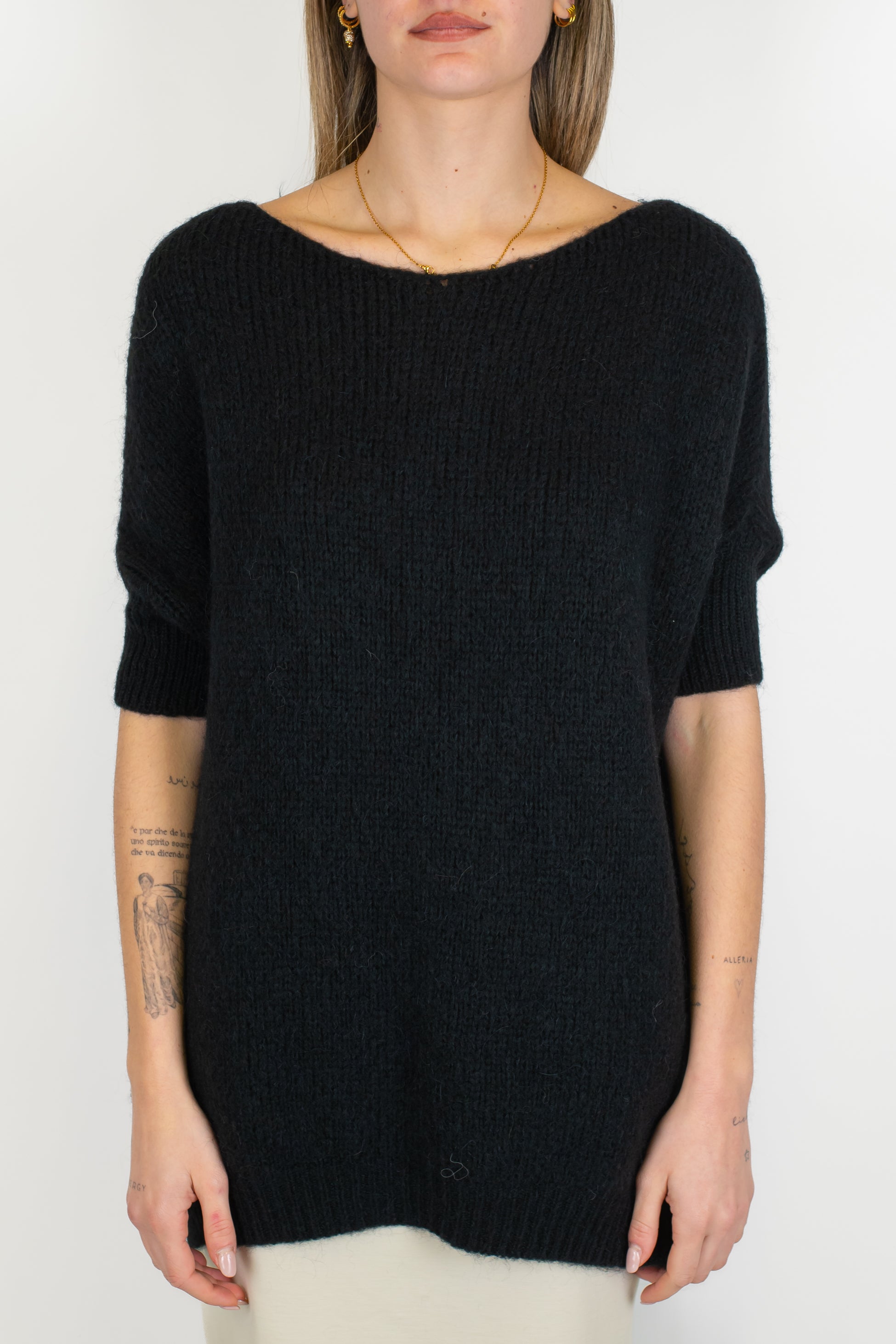 Imperial - Maglia mezzamanica scollo a barca in misto lana