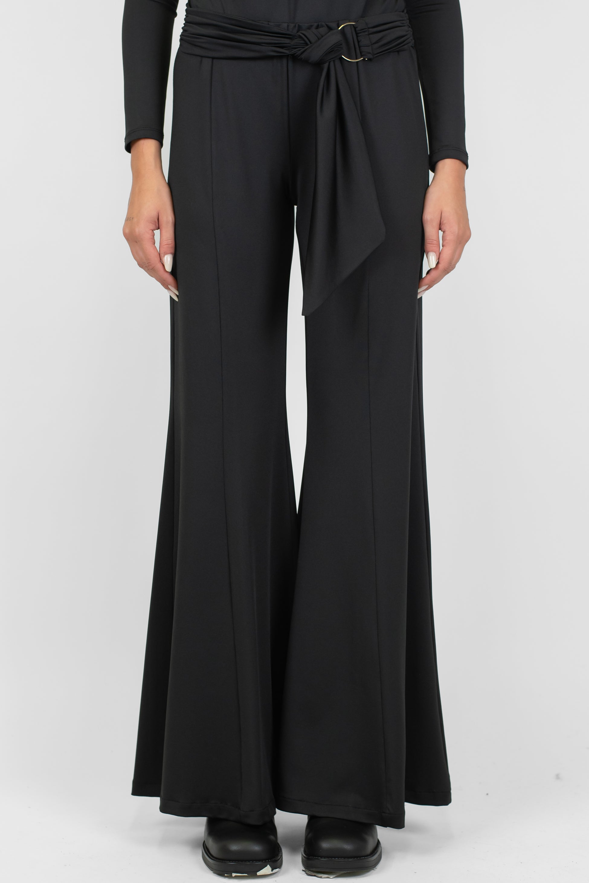 Haveone - Pantalone zampa con cintura accessorio