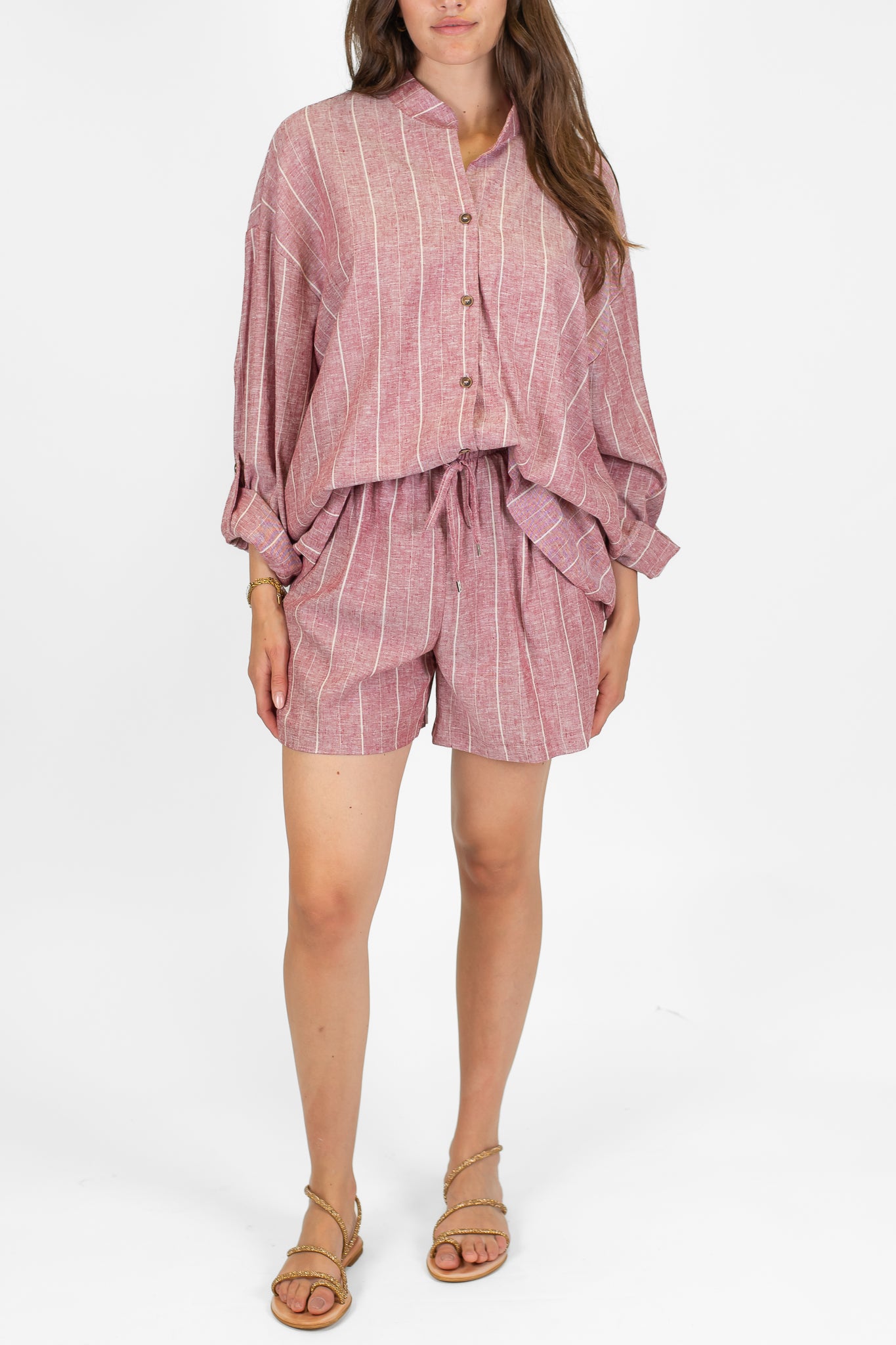 Haveone - Shorts gessato con coulisse