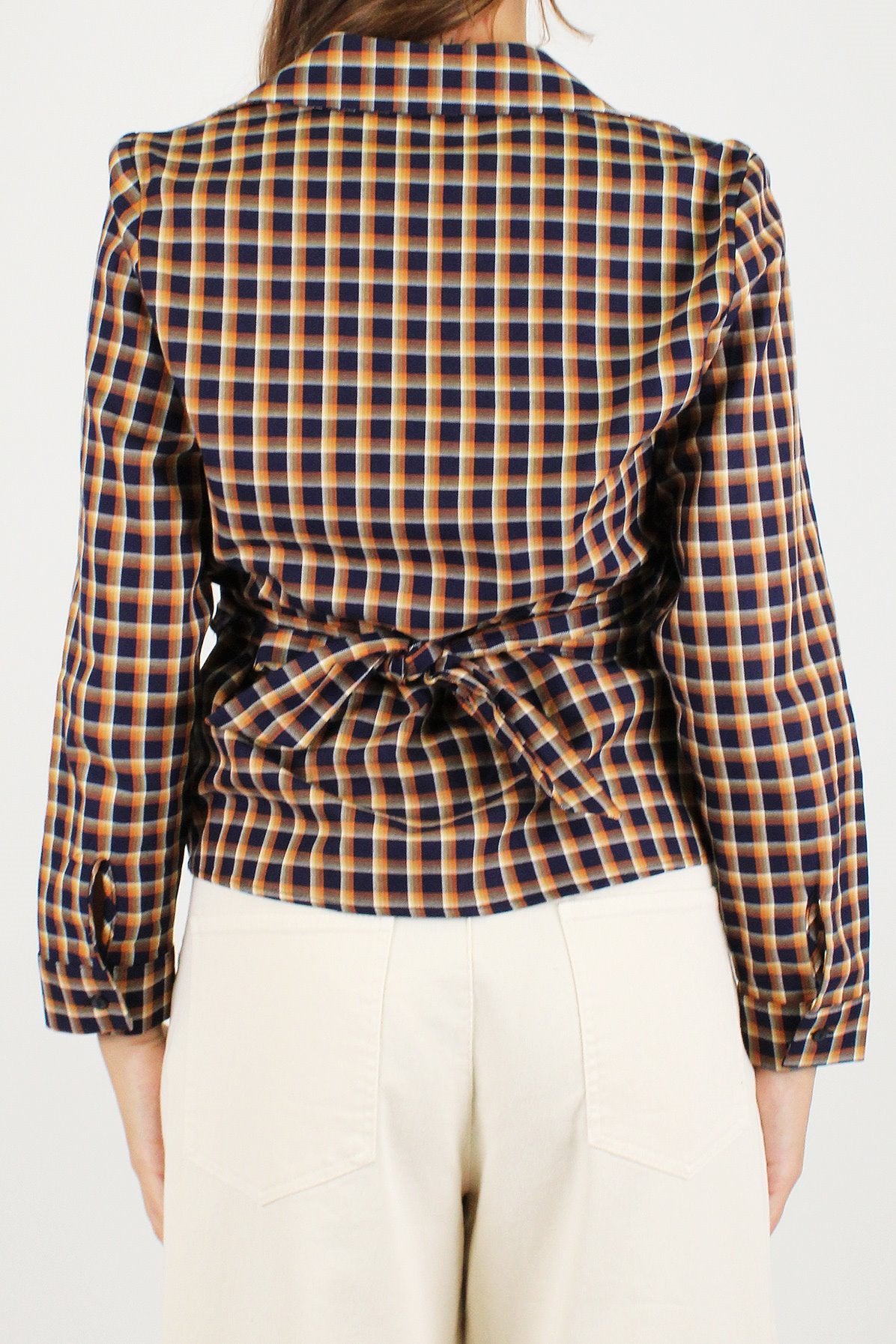 Dixie - Camicia fantasia check ad incrocio con fiocco sul retro