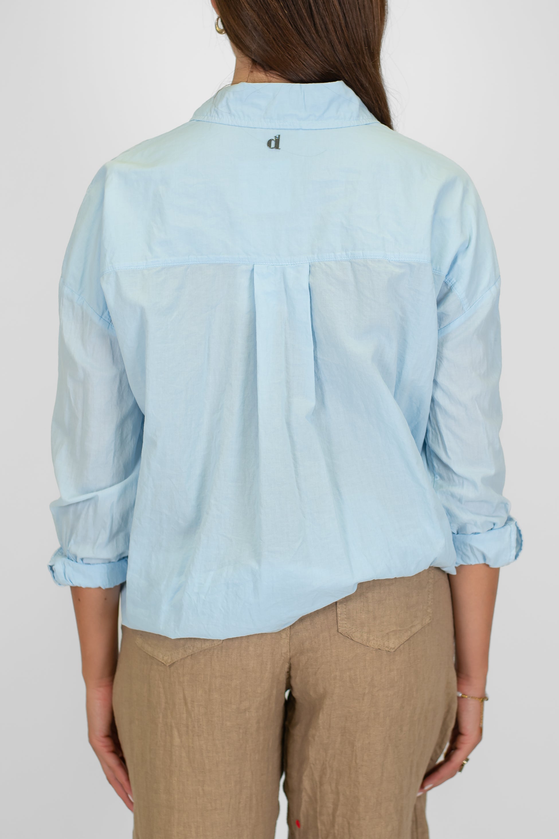 Dixie - Camicia tinta unita in cotone con nodo sul fondo