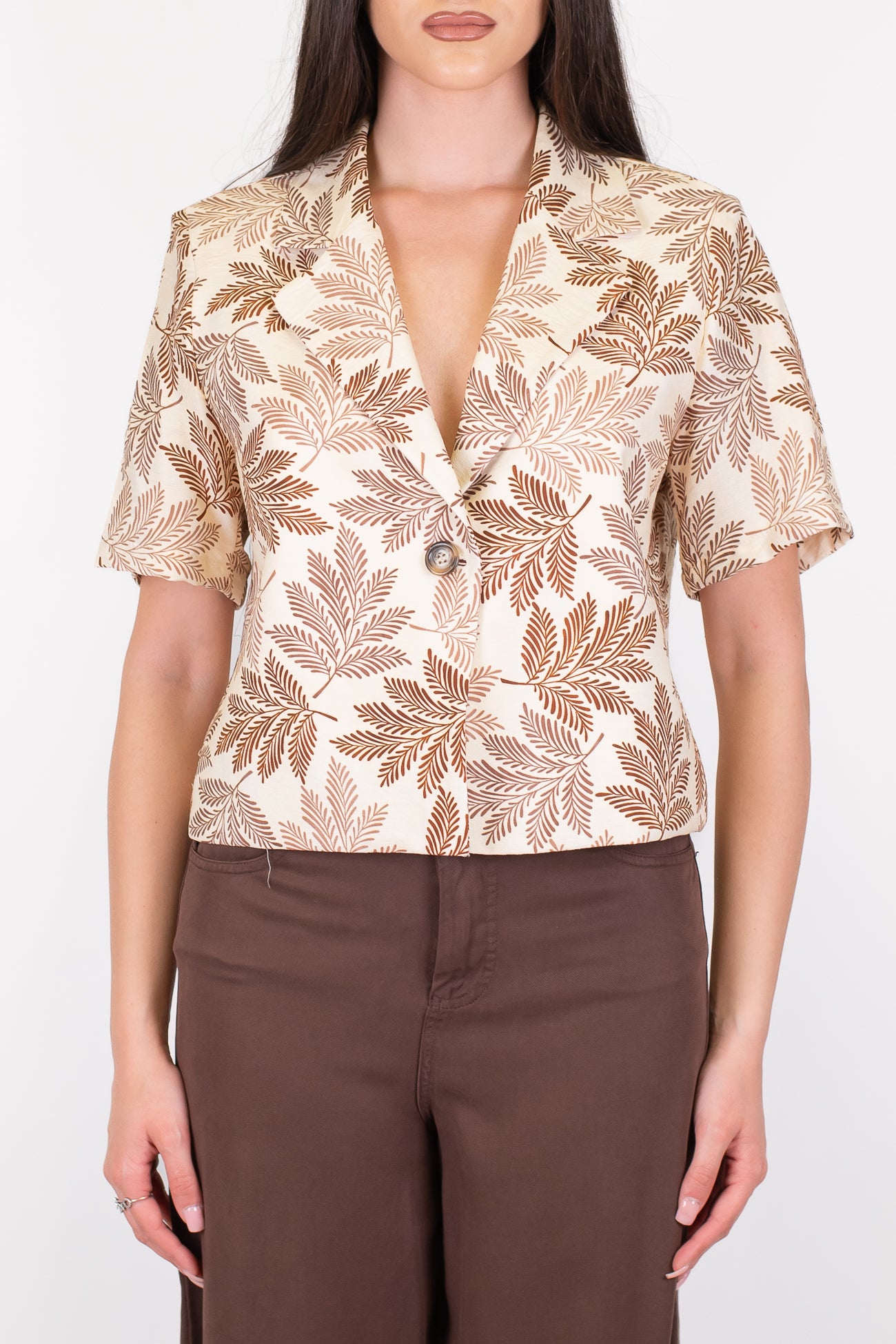 Haveone - Giacca crop monopetto fantasia
