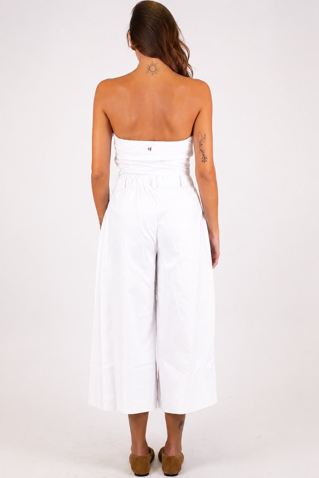 Dixie - Coordinato in cotone con top a fascia e pantalone crop