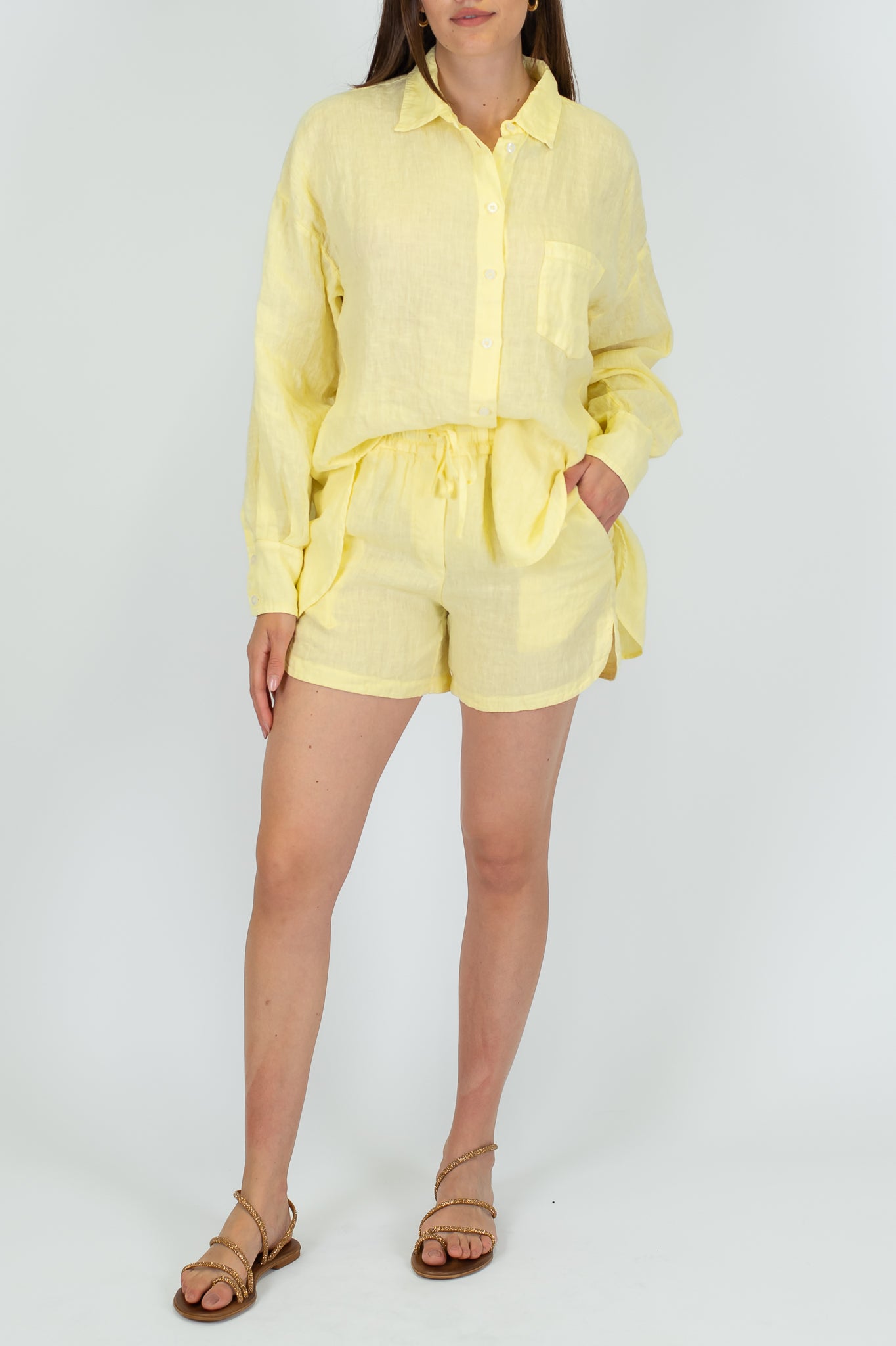 Tensione in - Camicia 100% lino con taschino