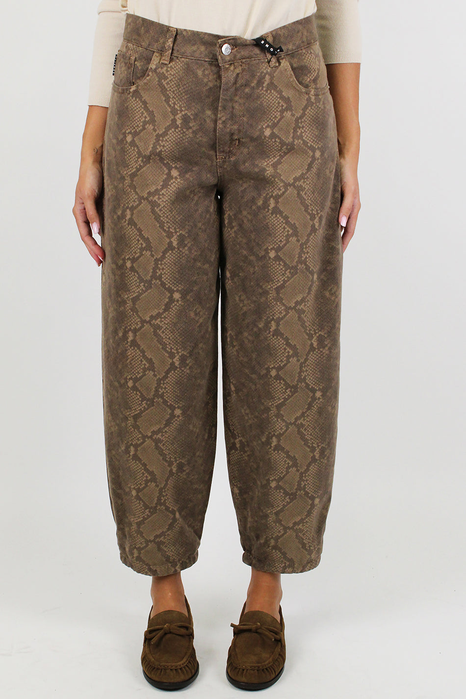 Haveone- Pantalone in cotone balloon fantasia pitone