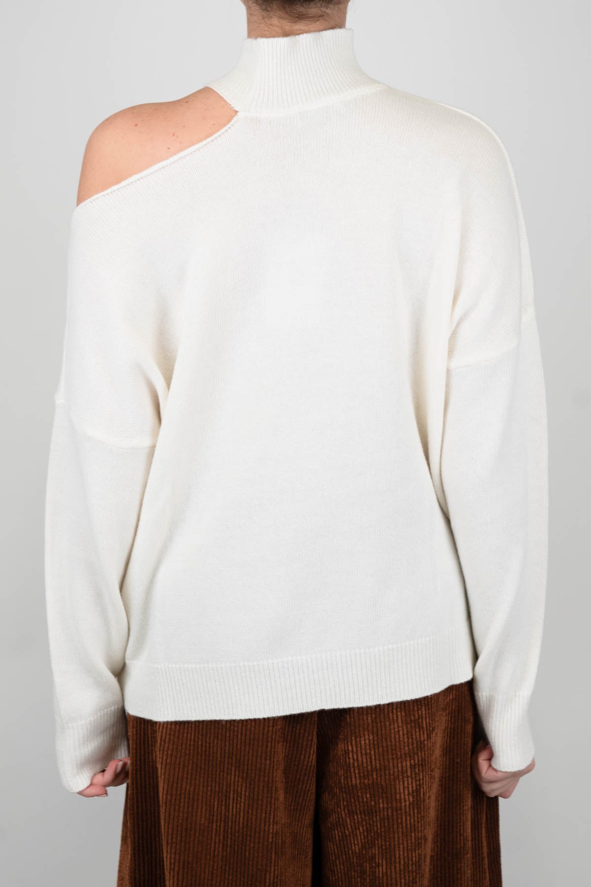 Motel - Maglia fantasia stelle lurex in misto lana e cashmere con foro sulla spalla