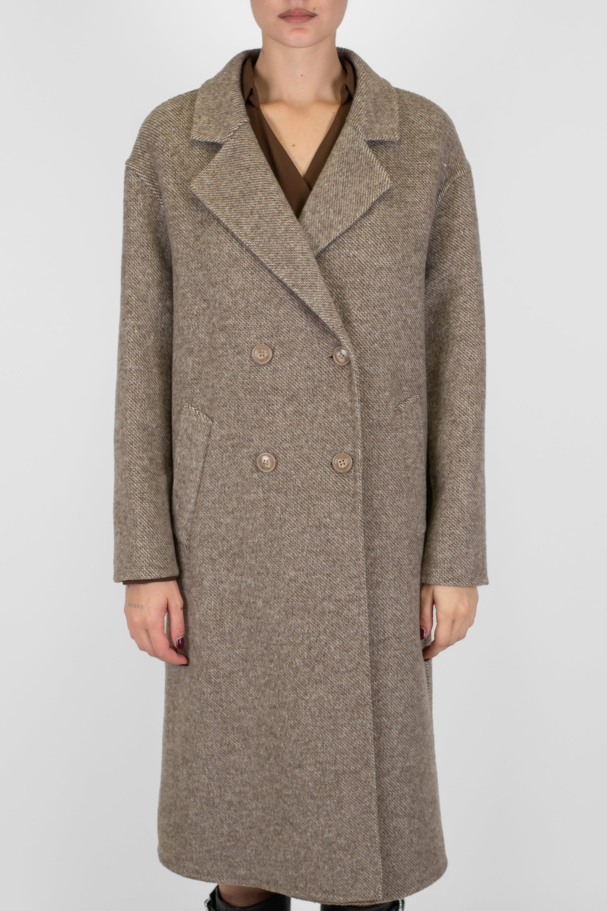 Maryley - Cappotto doppiopetto over in misto lana