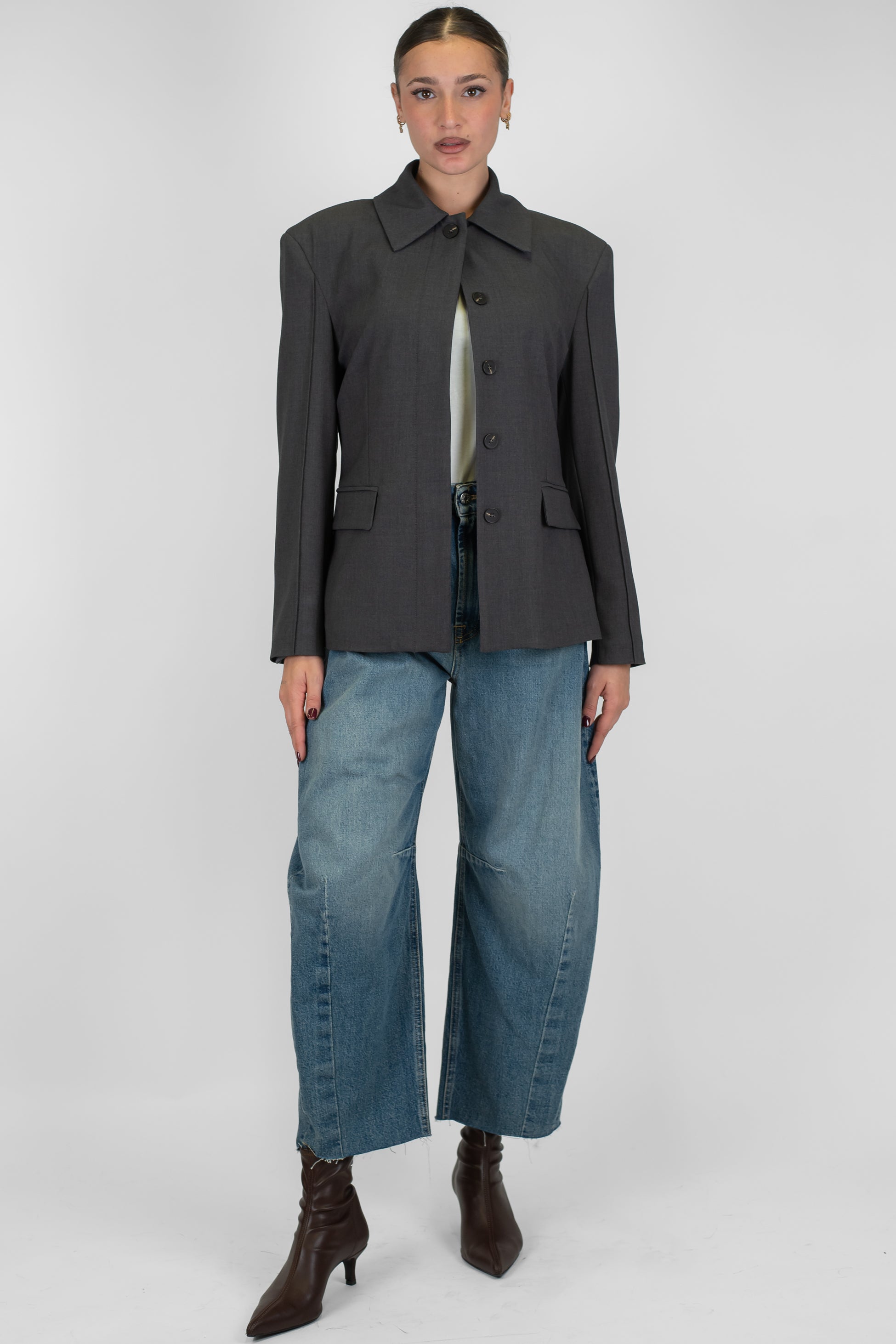 Haveone - Jeans balloon modello Barbara lavaggio medio con taglio vivo