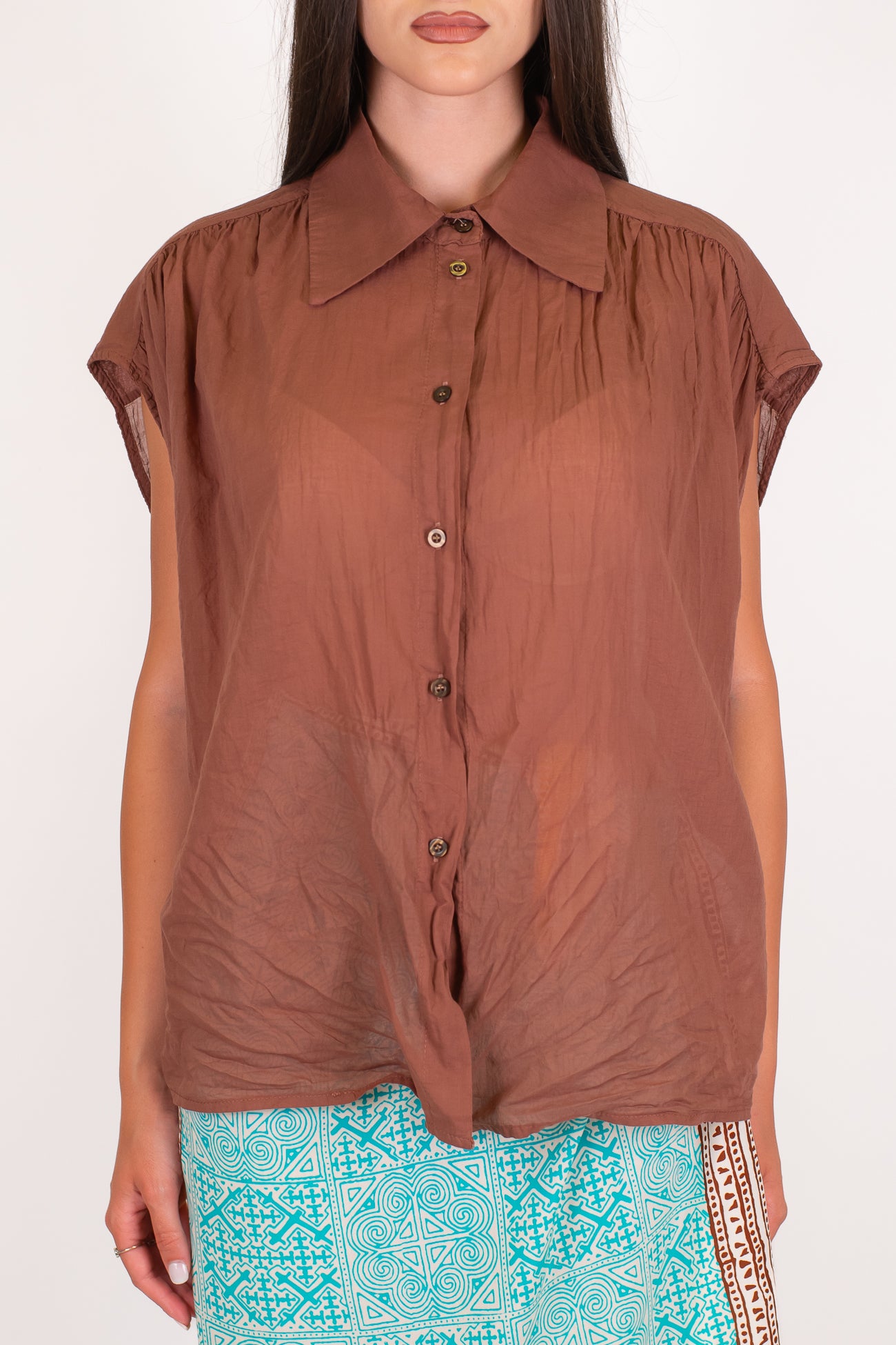 Tensione in - Camicia mezzamanica in mussola di cotone
