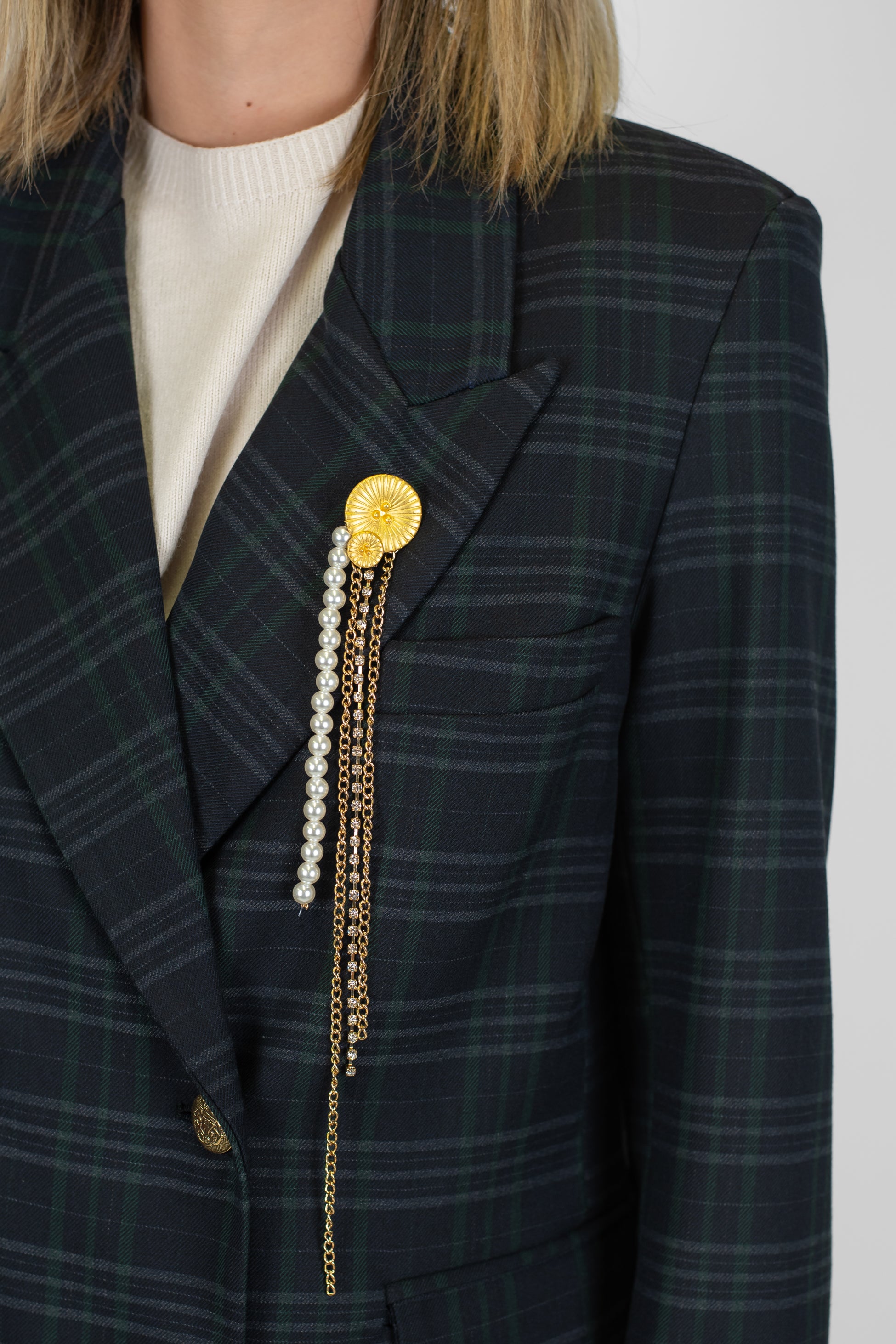 Motel - Blazer fantasia check con spille