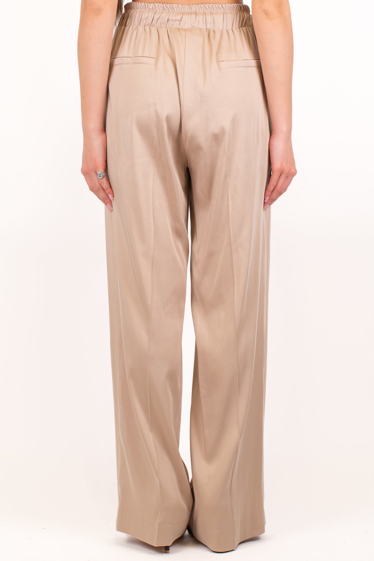 Maryley - Pantalone palazzo in lyocell con coulisse