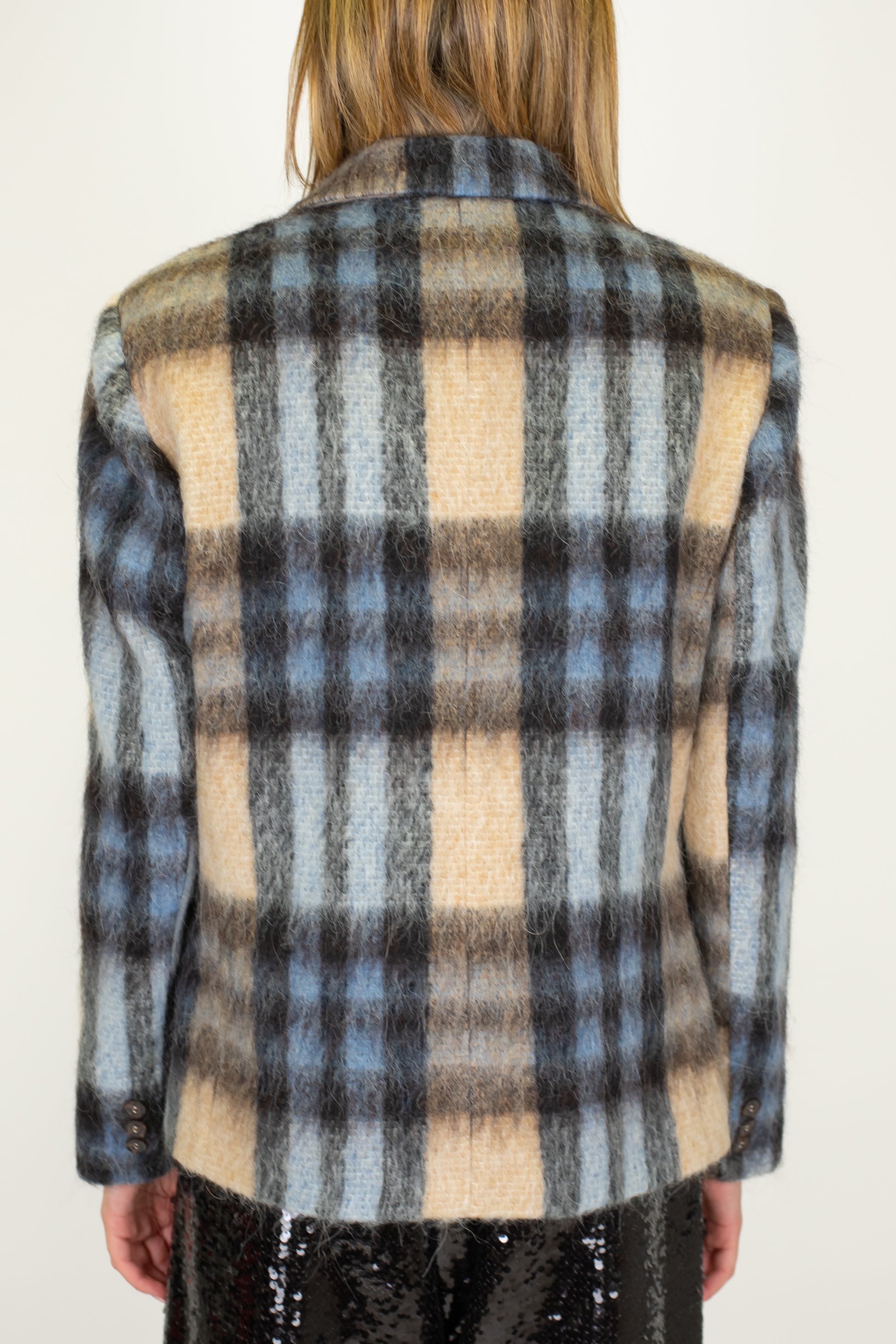 Motel - Giacca doppioepetto in misto lana fantasia check