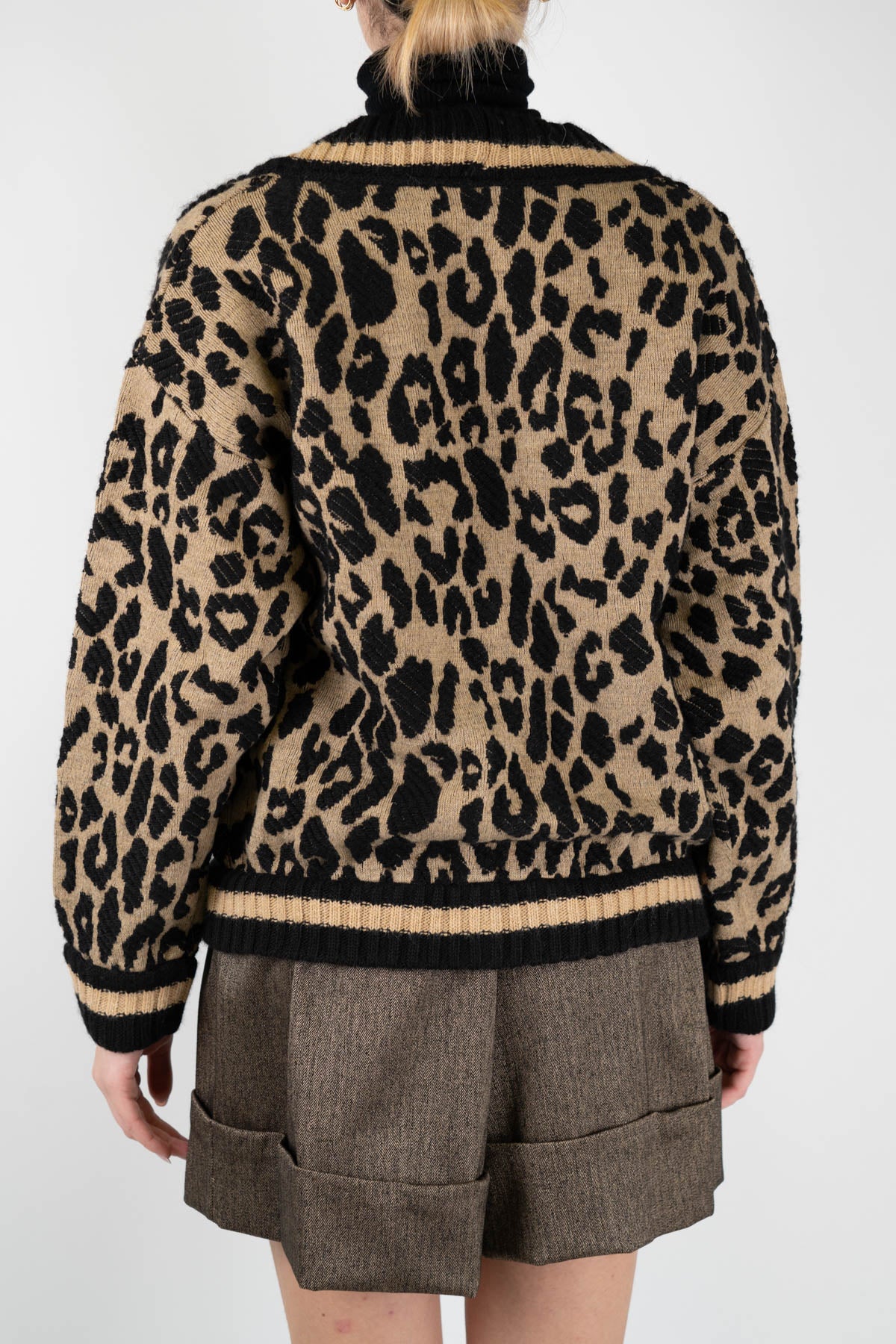 Tensione in - Bomber in misto lana trama animalier