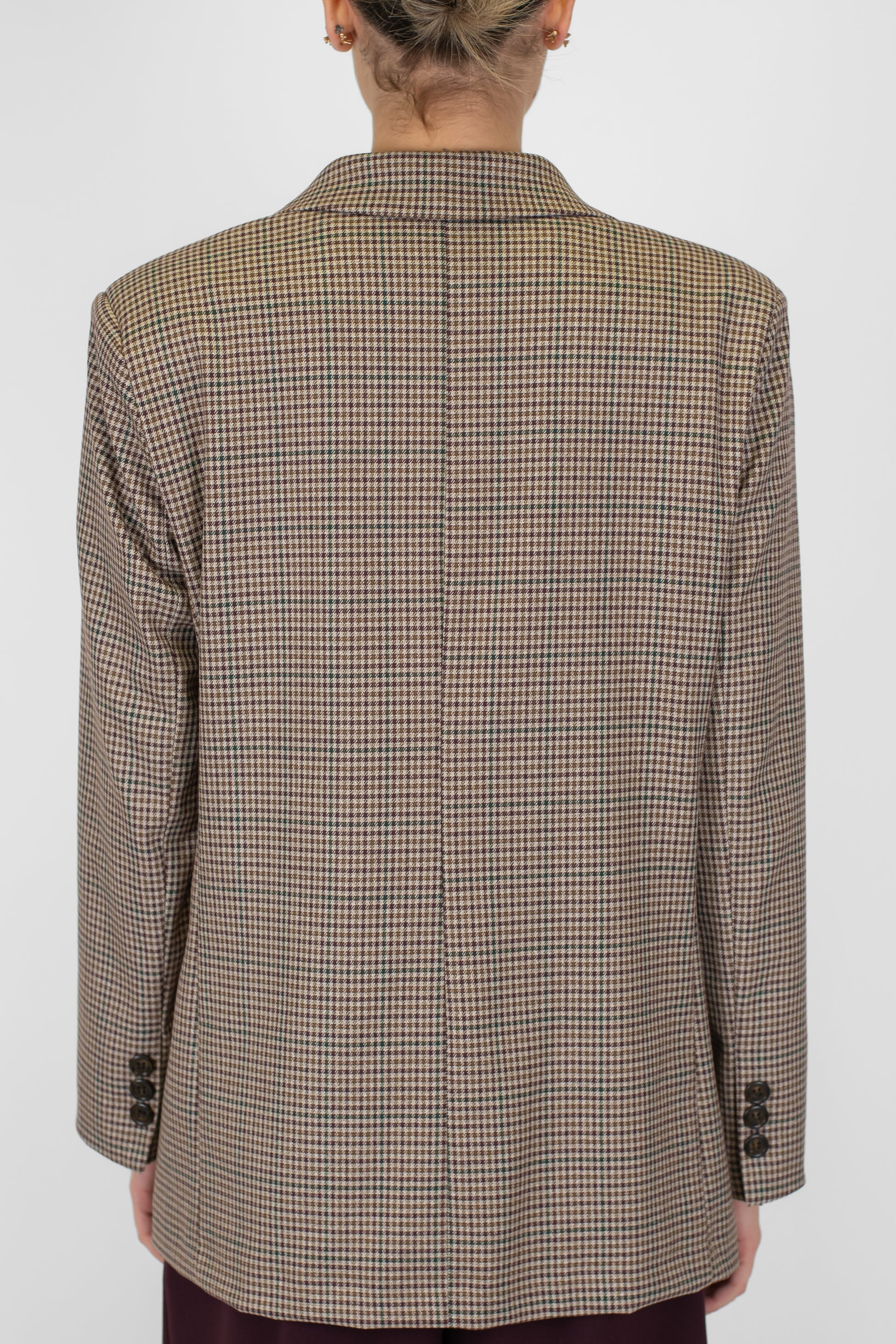 Maryley - Giacca doppiopetto microfantasia pied de poule con spilla