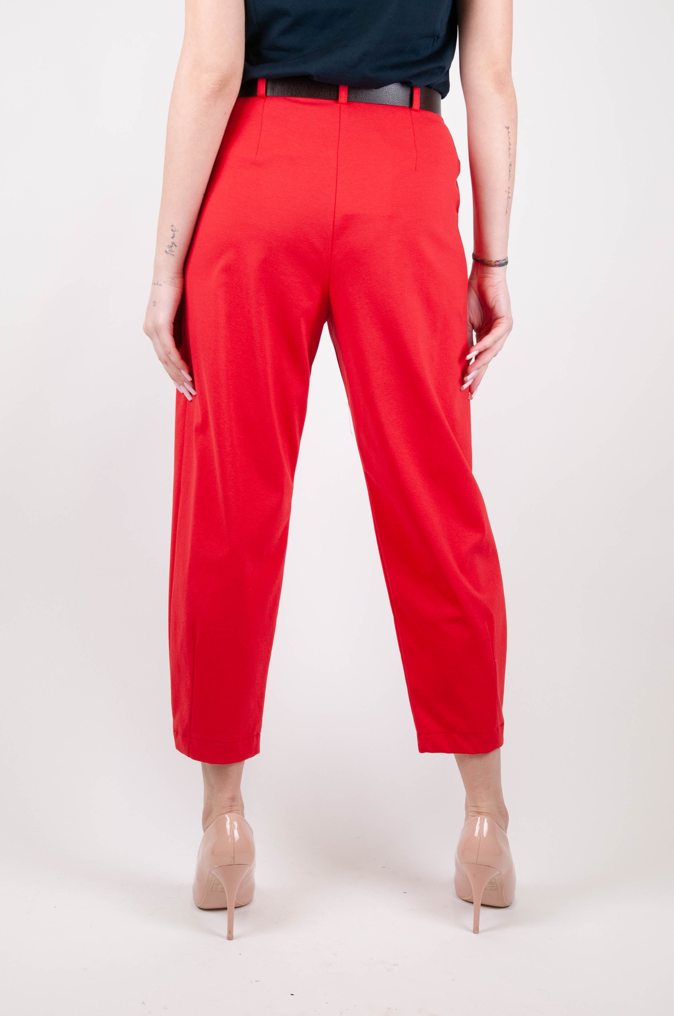 Dixie - Pantalone carrot con pinces in punto milano