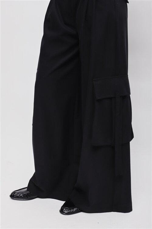 Maryley - Pantalone cargo palazzo in tencel