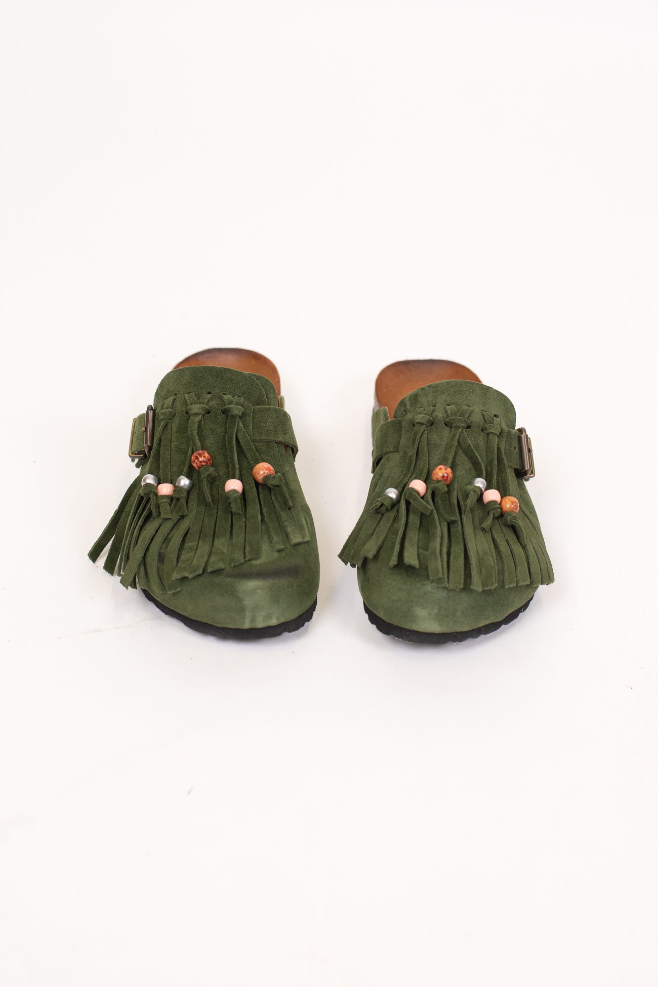 Ovyé - Mules in suede con frange e perline
