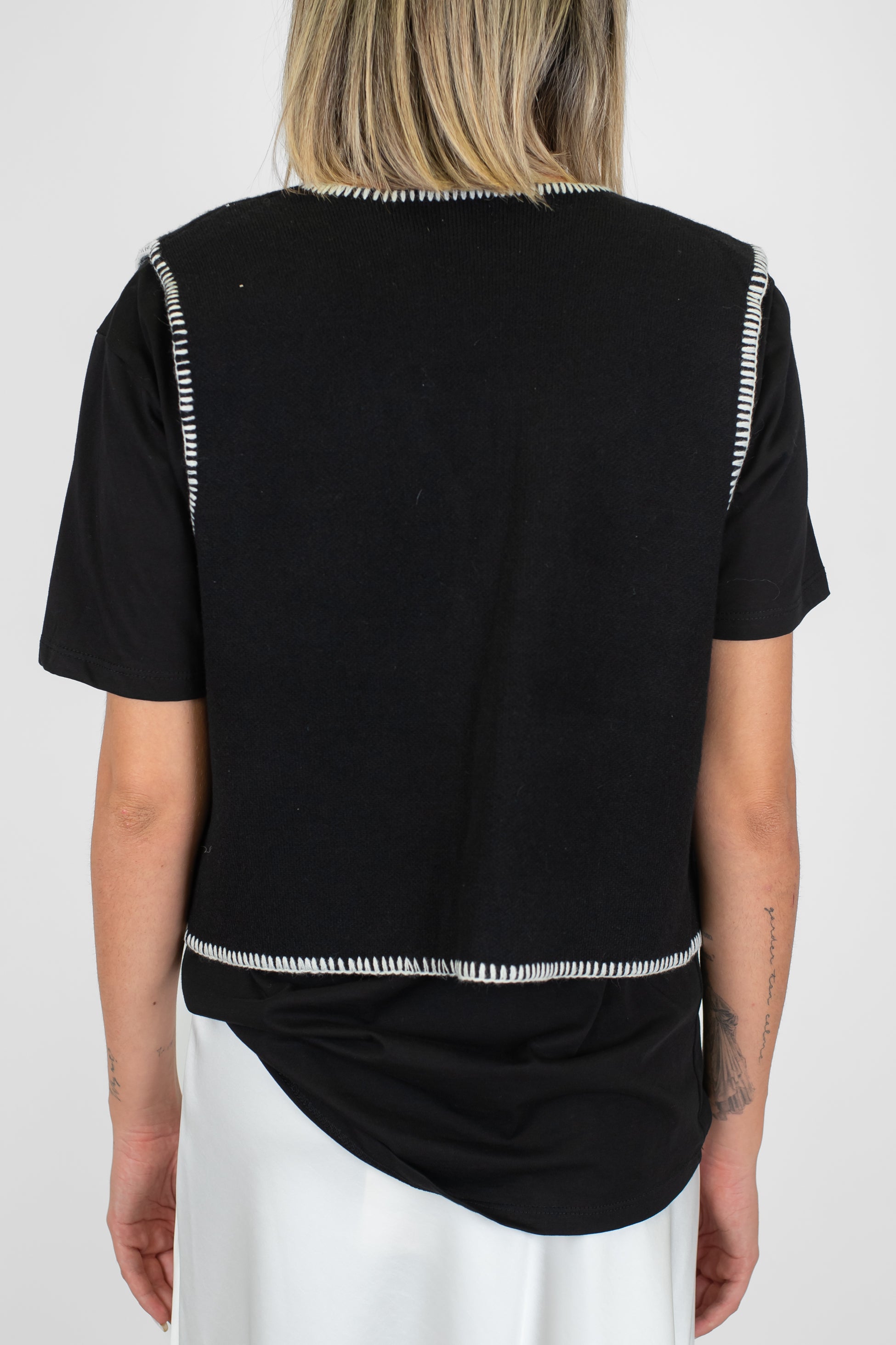 Haveone - Gilet aperto in maglia con ricami a contrasto