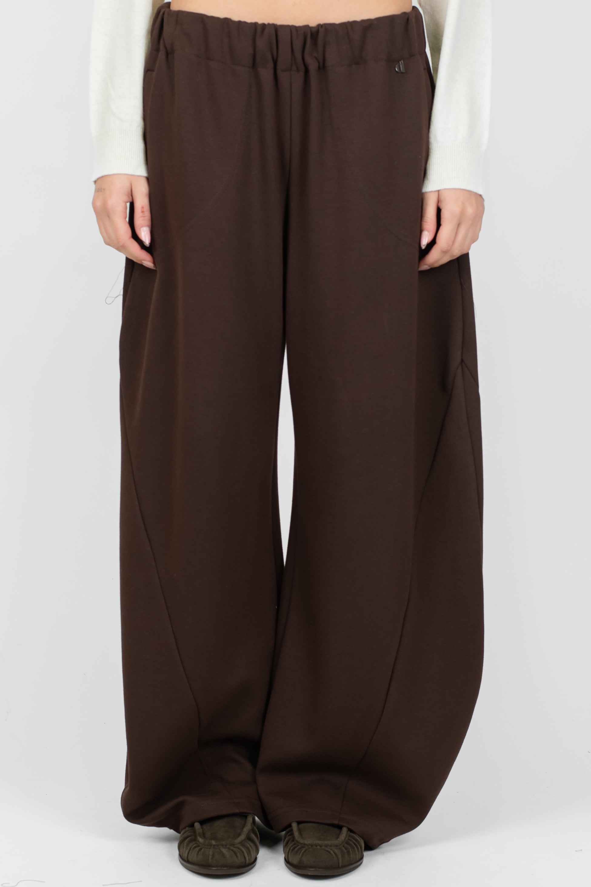 Dixie - Pantalone balloon a gamba ampia con elastico in vita