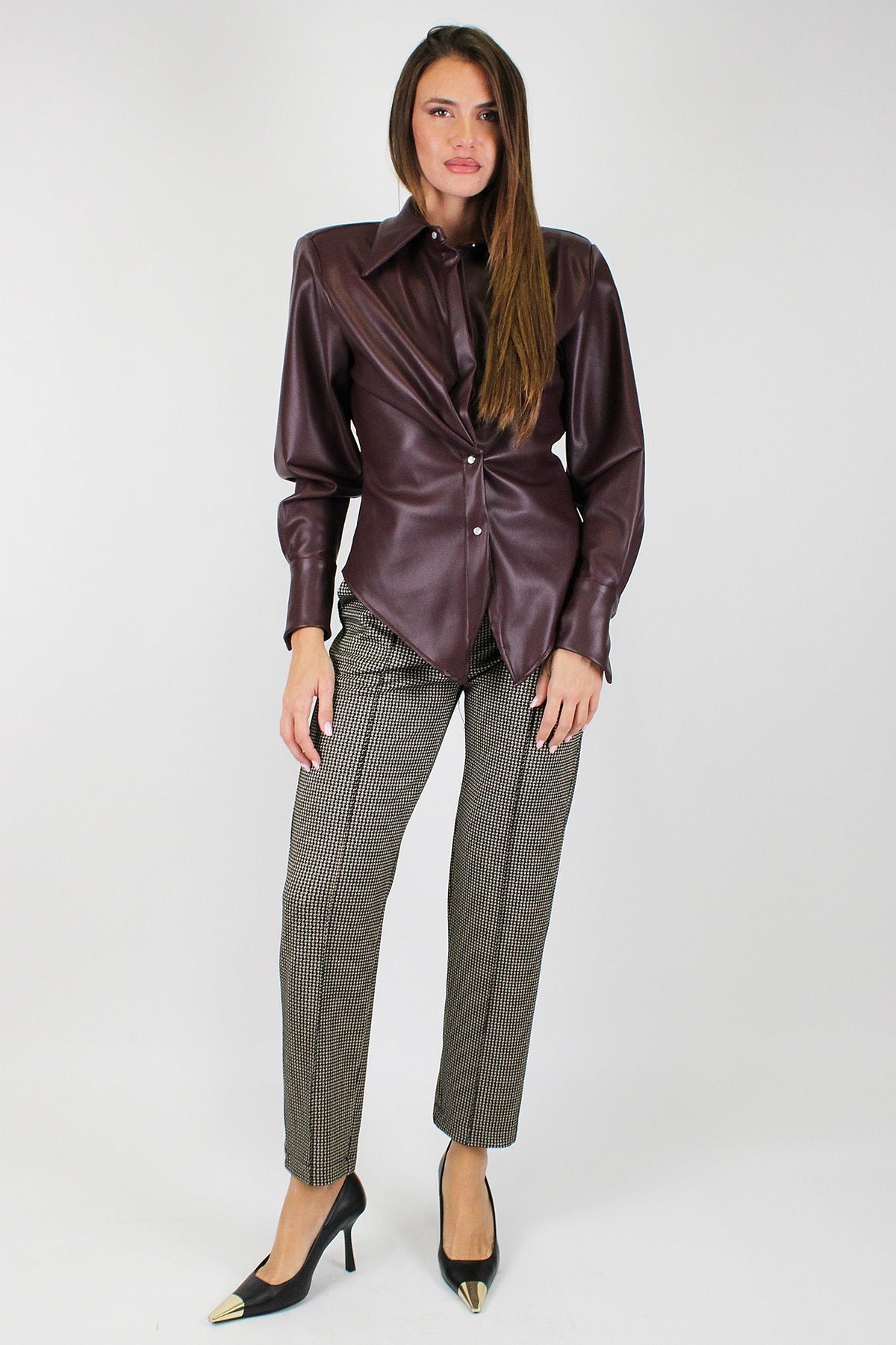 Tensione in - Pantalone slim fantasia pied de poule