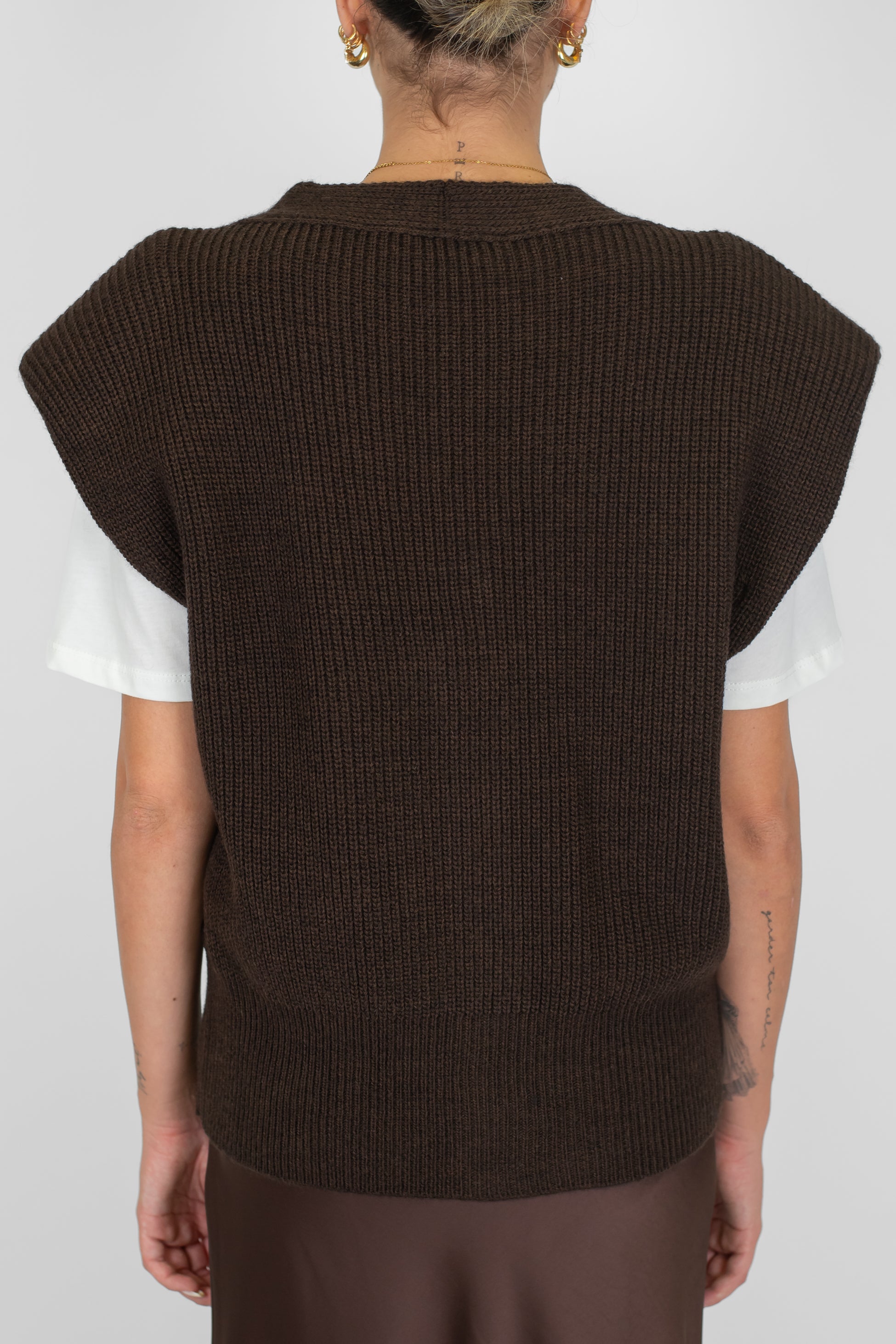 Haveone - Gilet in maglia a costine in misto lana con spalline