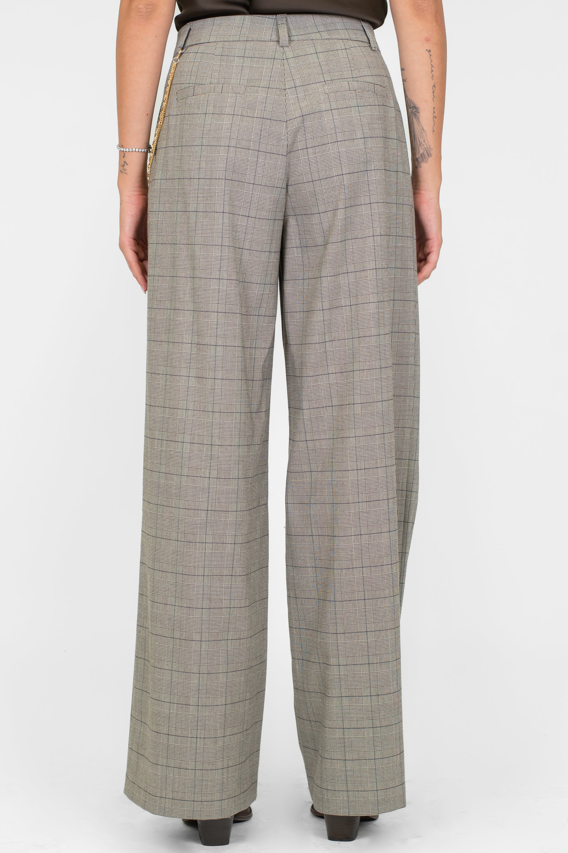 Motel - Pantalone palazzo fantasia principe di galles con pinces