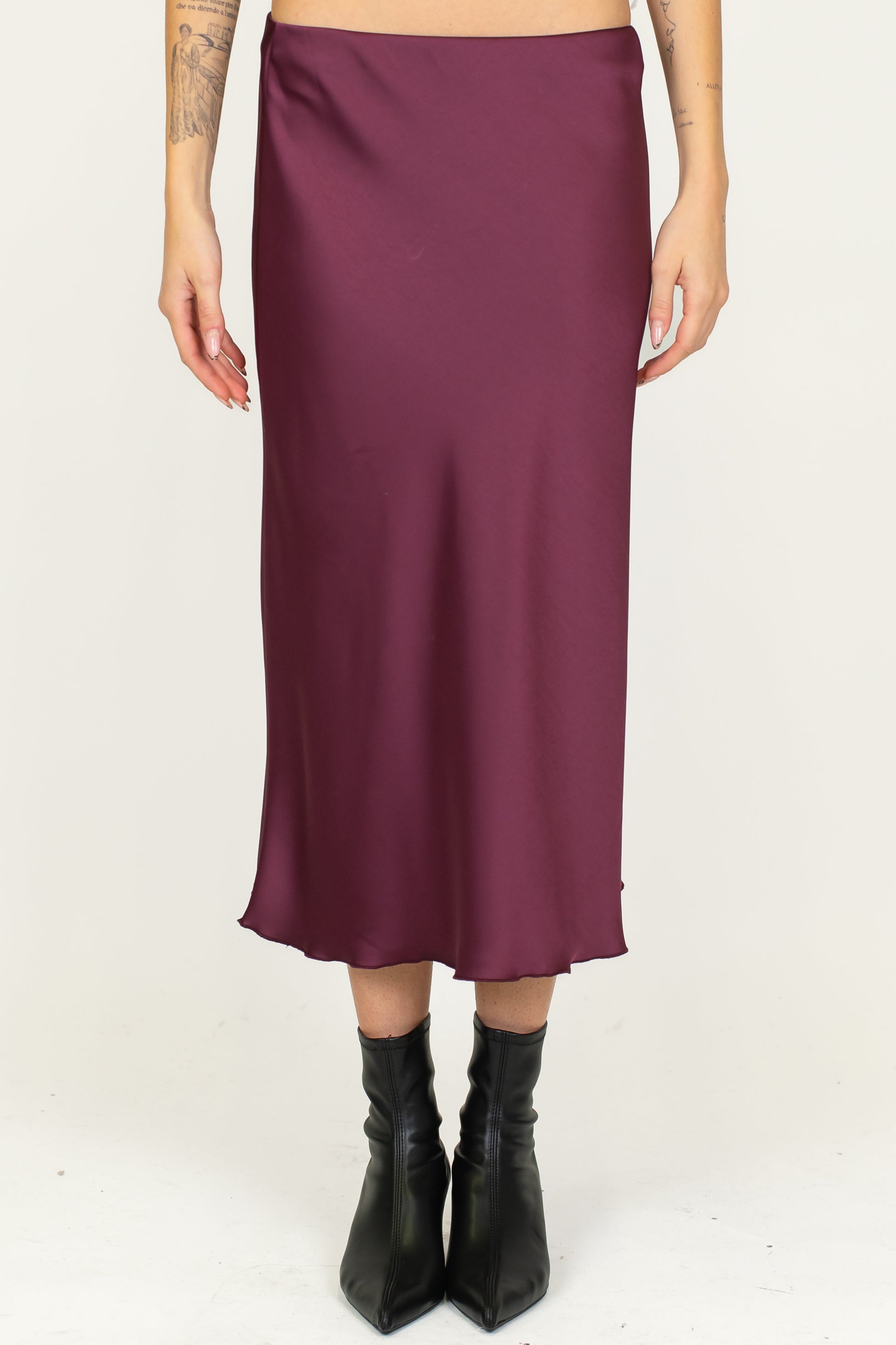 Dixie - Gonna in satin con elastico in vita