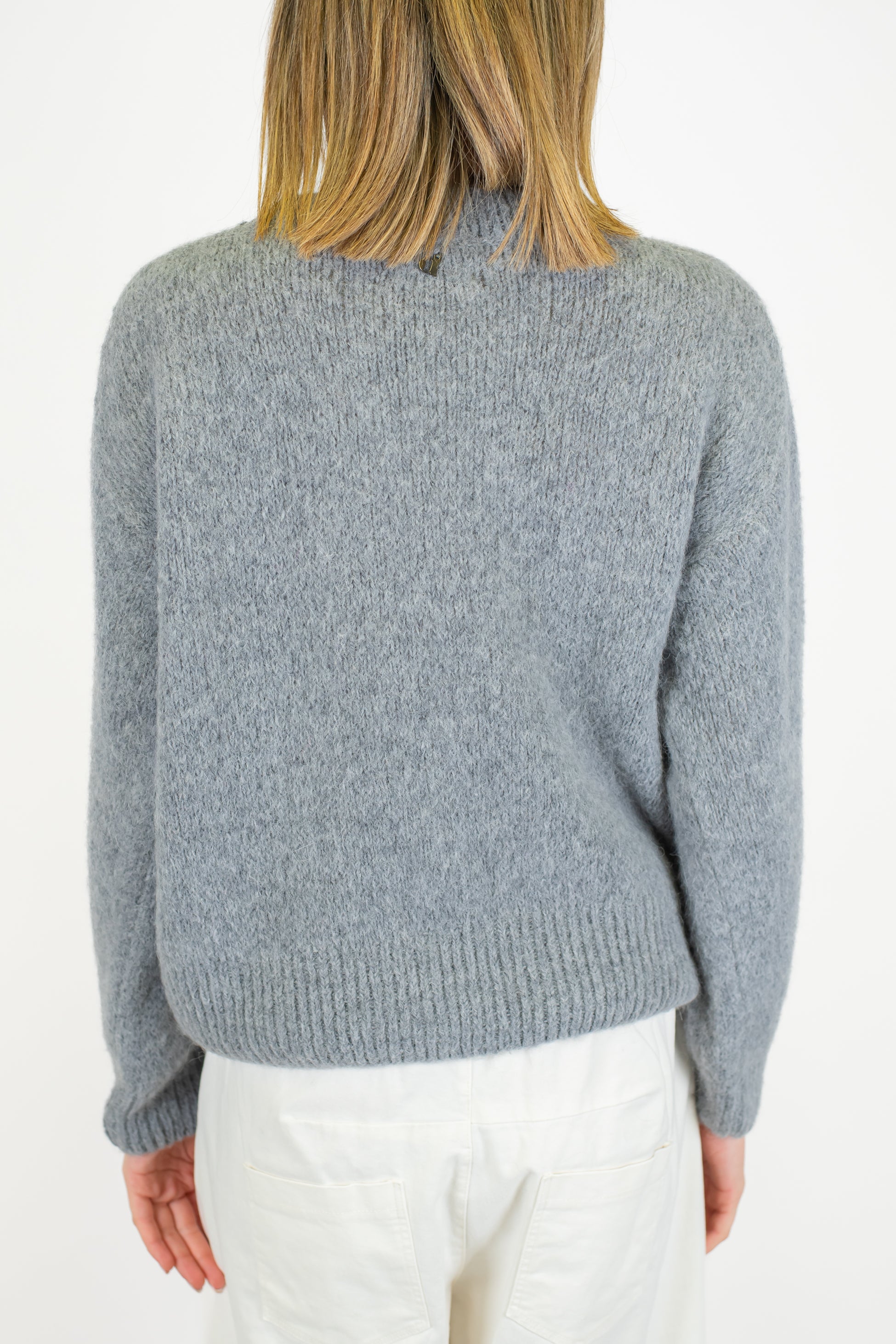 Dixie - Maglia girocollo maniche lunghe in baby alpaca