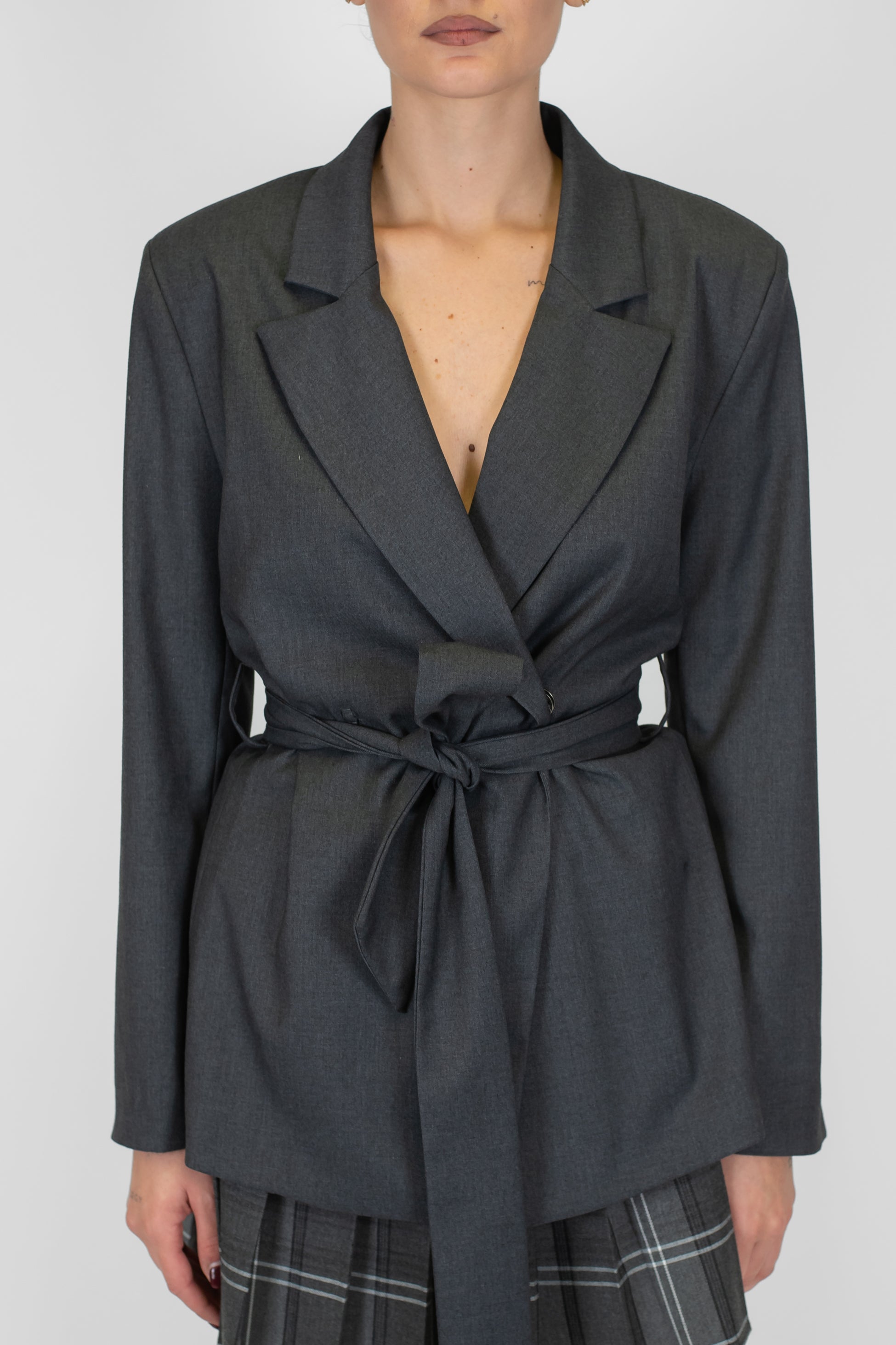 Dixie - Giacca sfiancata doppiopetto con cintura in vita