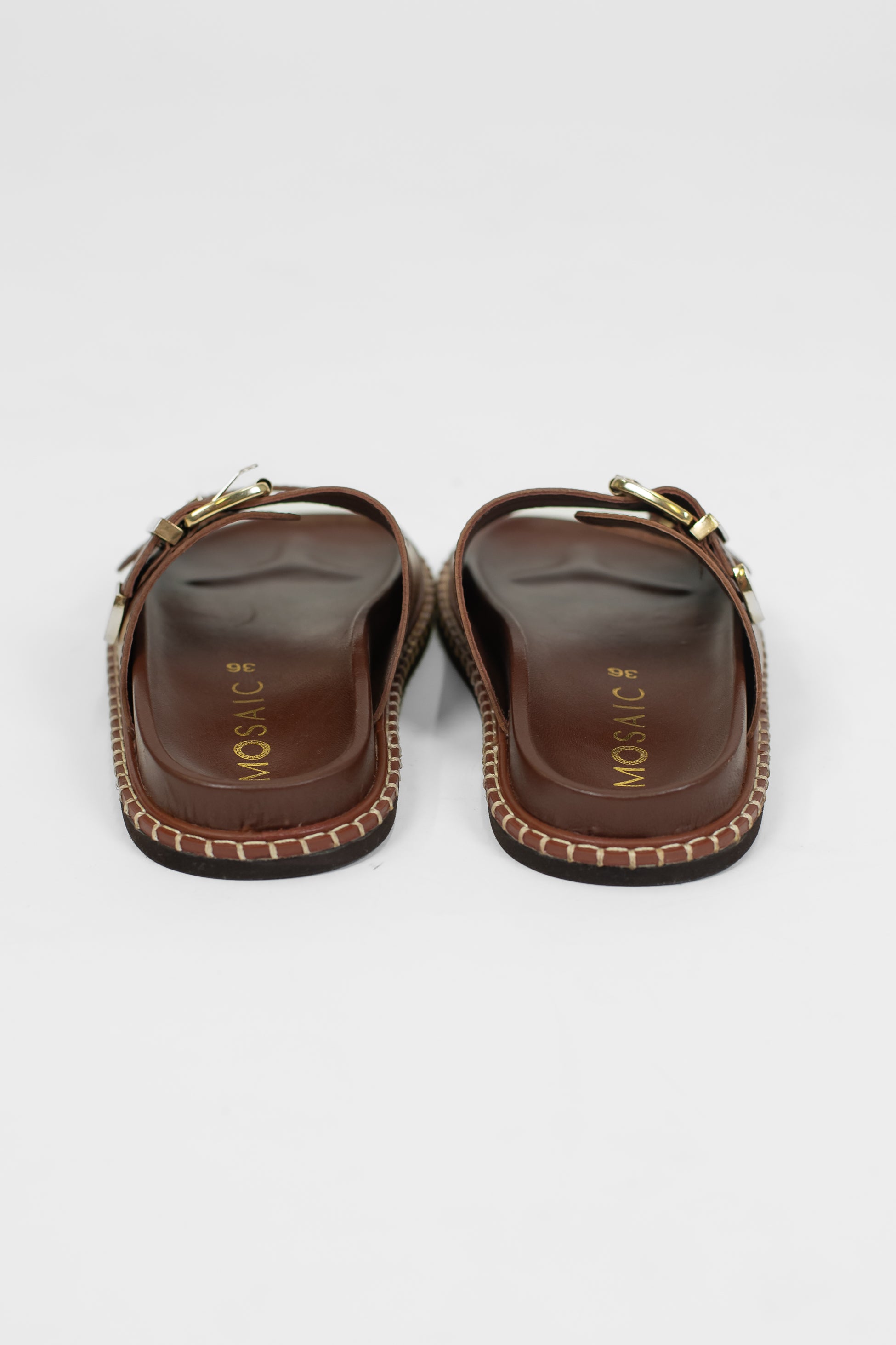 Mosaic - Ciabattina in pelle con doppia fascia