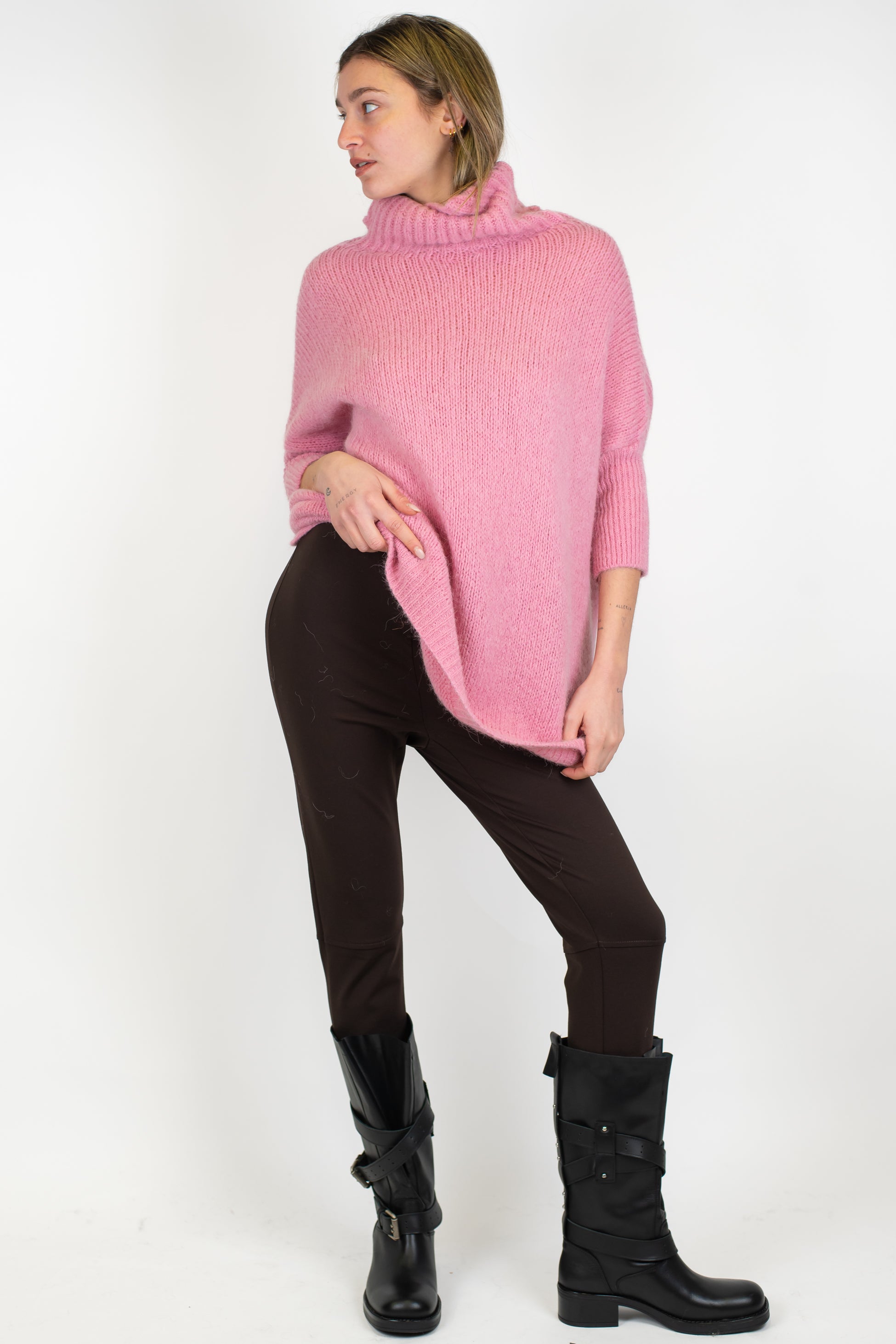 Imperial - Dolcevita over in misto lana con spacchetti laterali