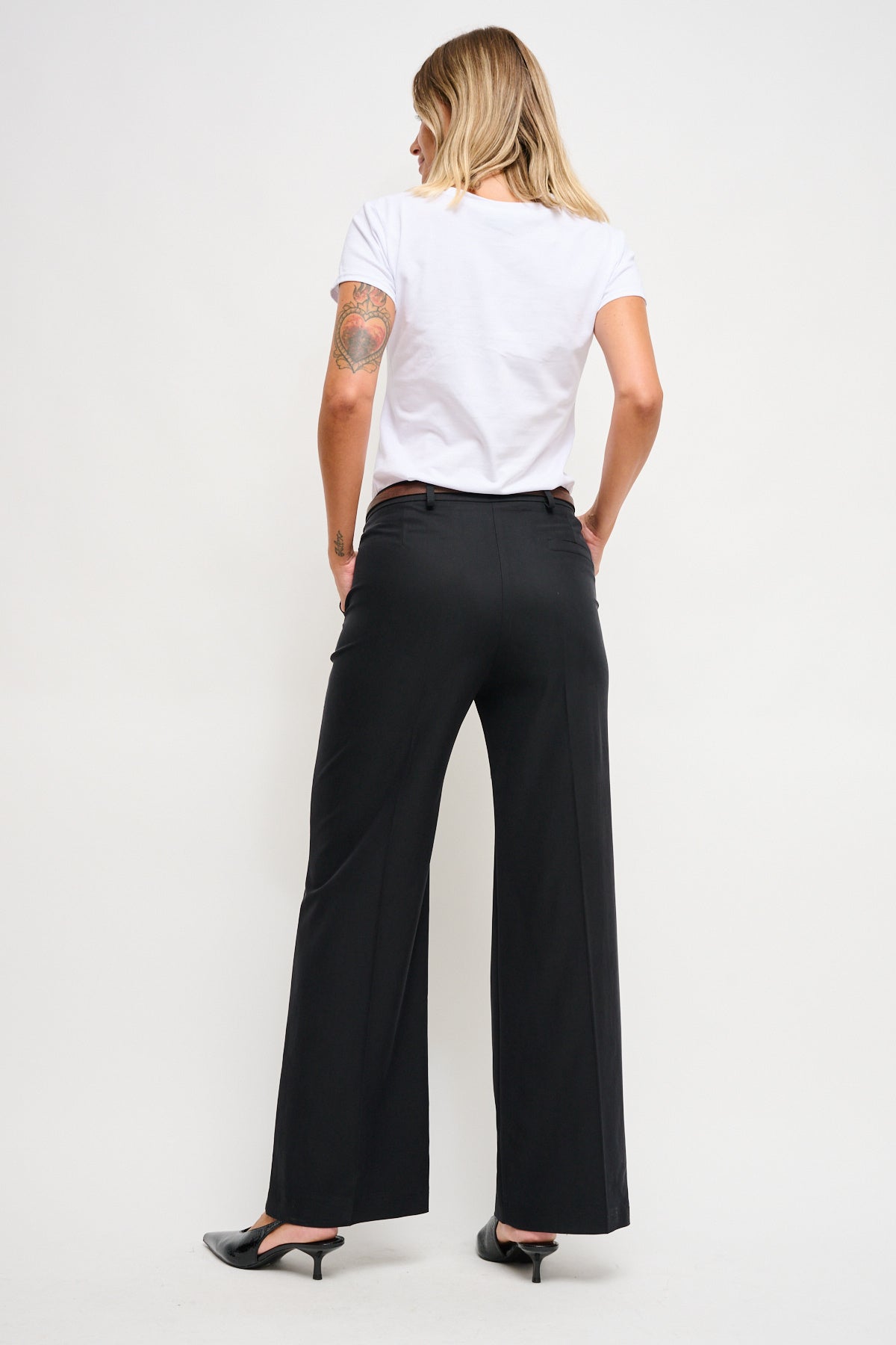 Maryley - Pantalone palazzo in tencel con doppia cintura