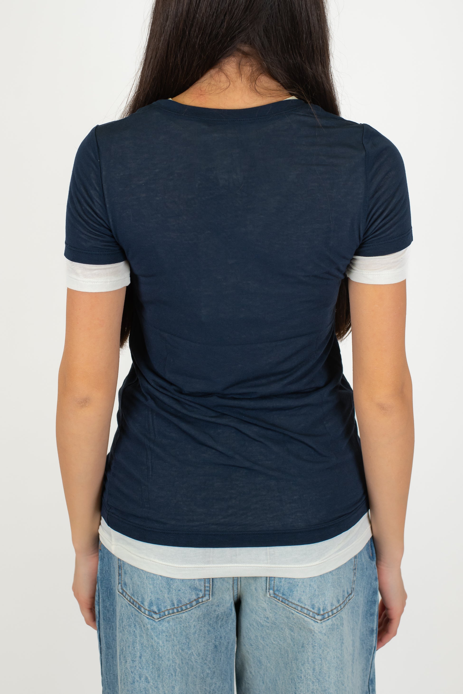 Haveone - T-shirt doppio strato a contrasto in misto seta