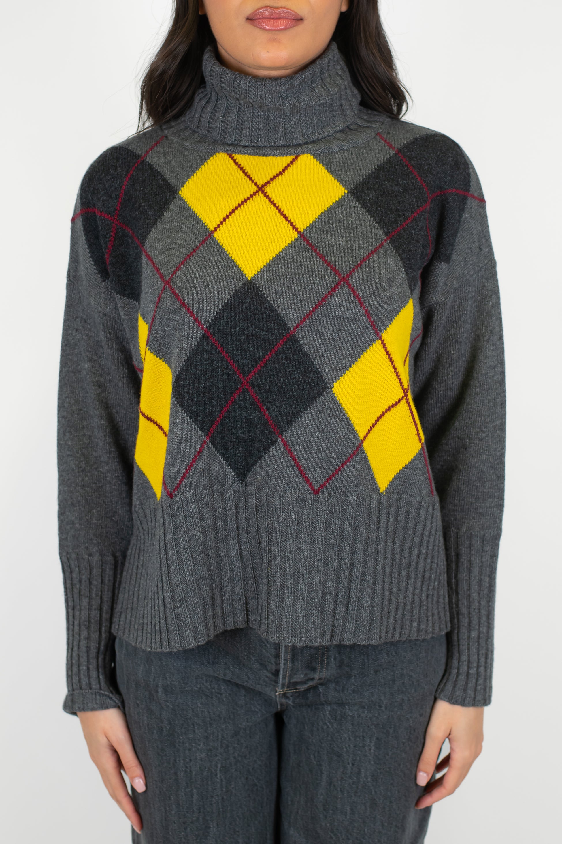 Tensione in - Dolcevita fantasia rombi a contrasto