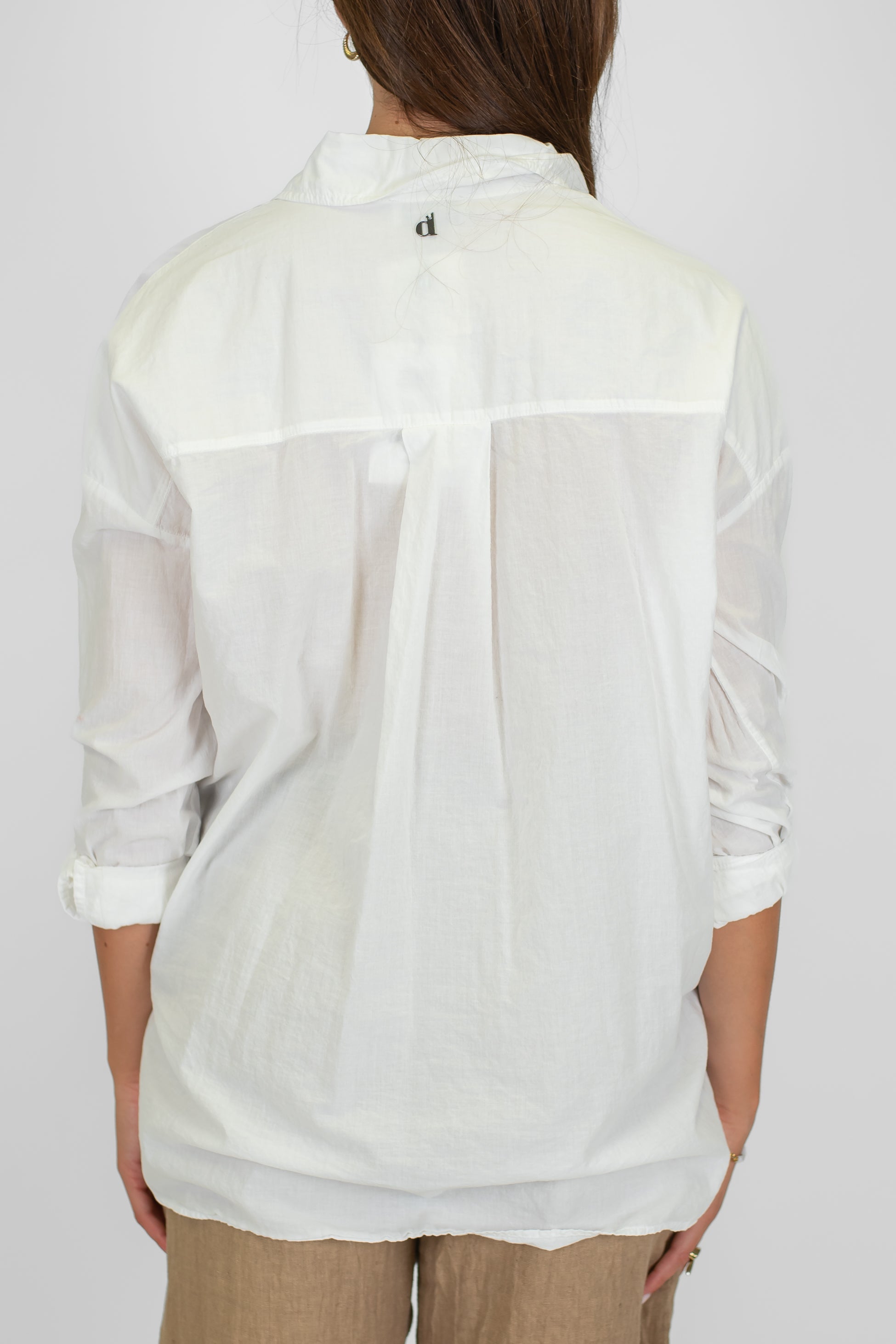 Dixie - Camicia tinta unita in cotone con nodo sul fondo