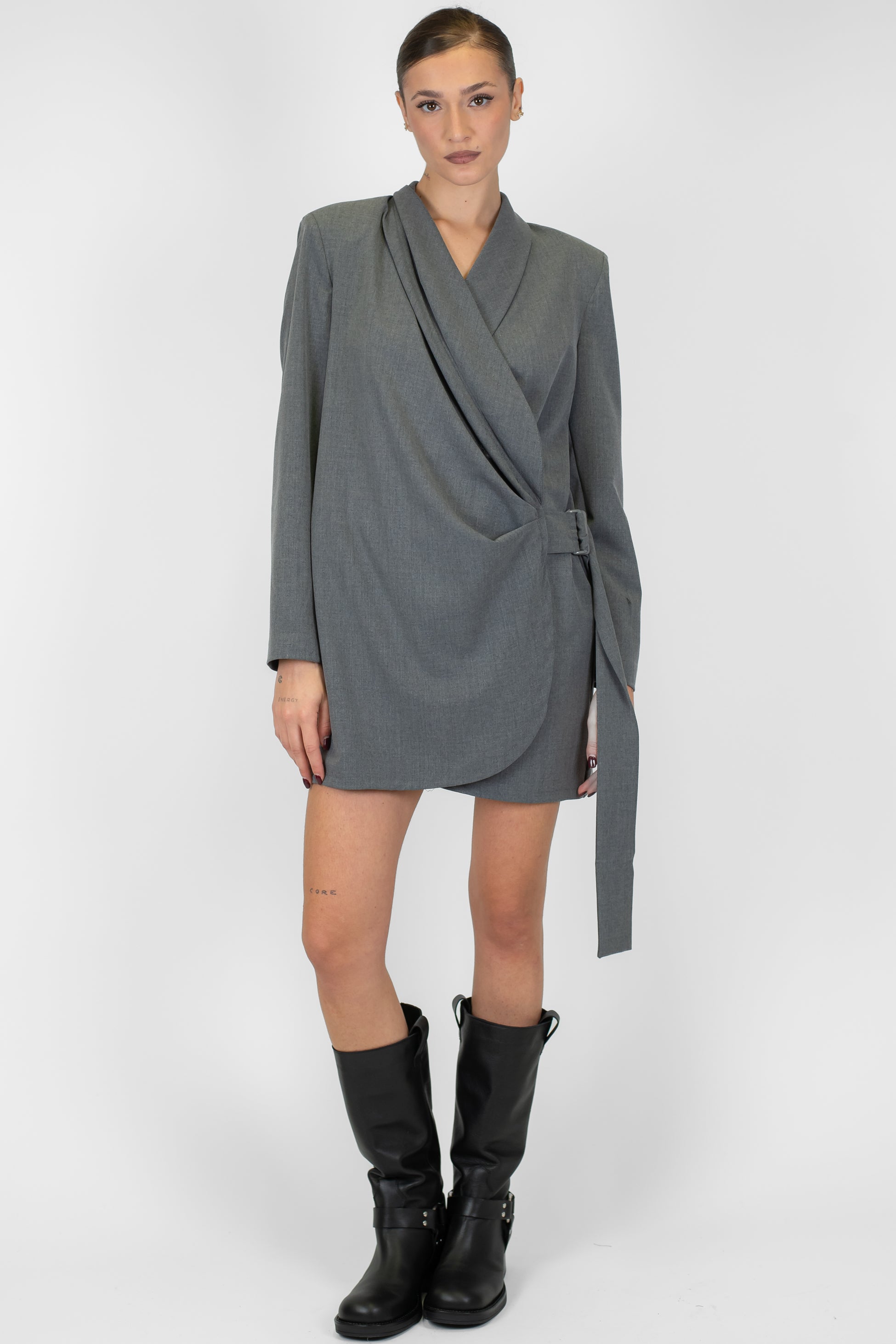 Motel - Abito corto a portafoglio tinta unita