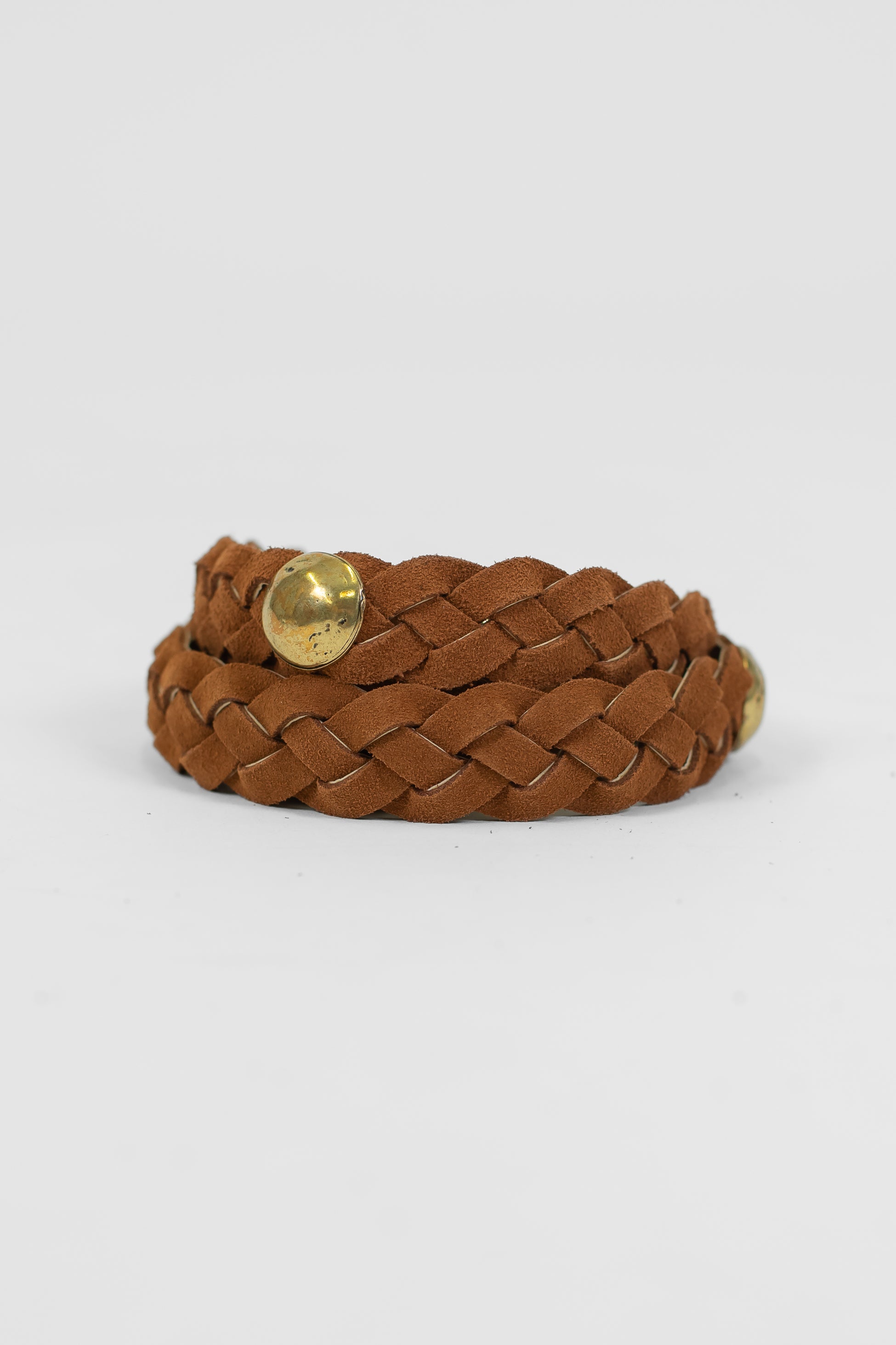 Haveone - Cintura in pelle intrecciata scamosciata con fibbia in acciaio e applicazioni