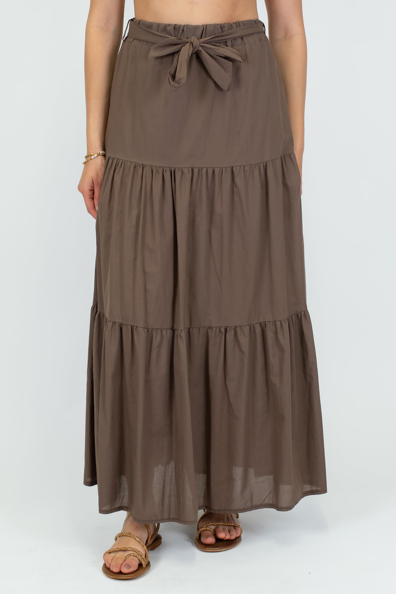 Haveone - Gonna con balze in cotone ed elastico in vita