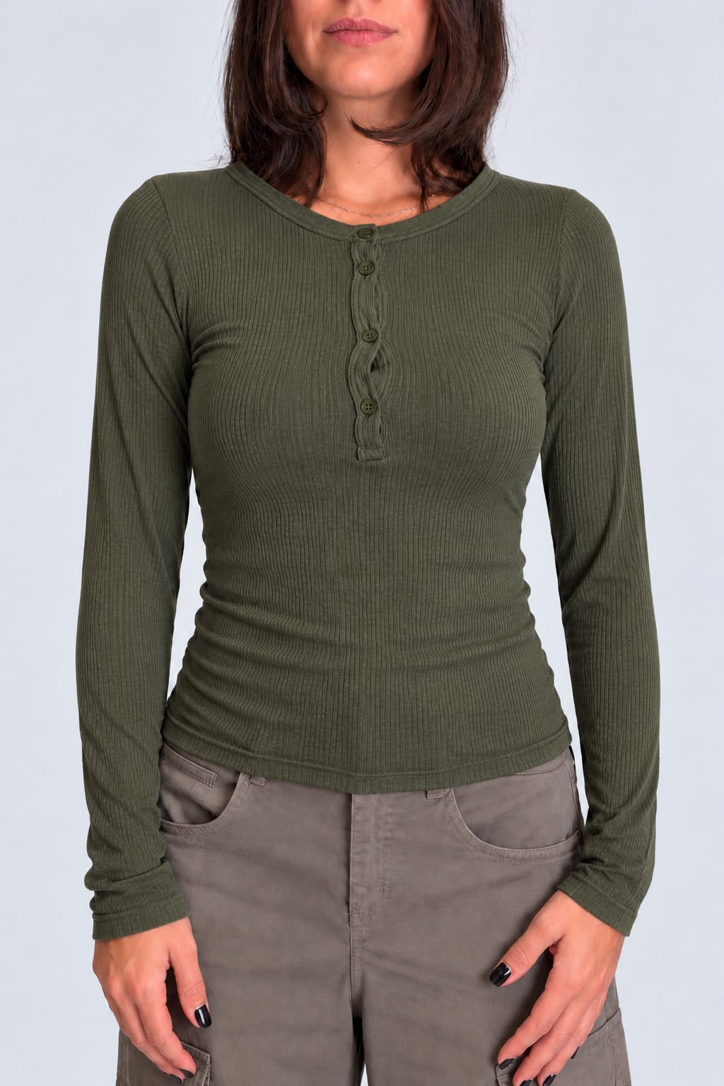 Dixie - Maglia serafino a costine basic in misto cashmere