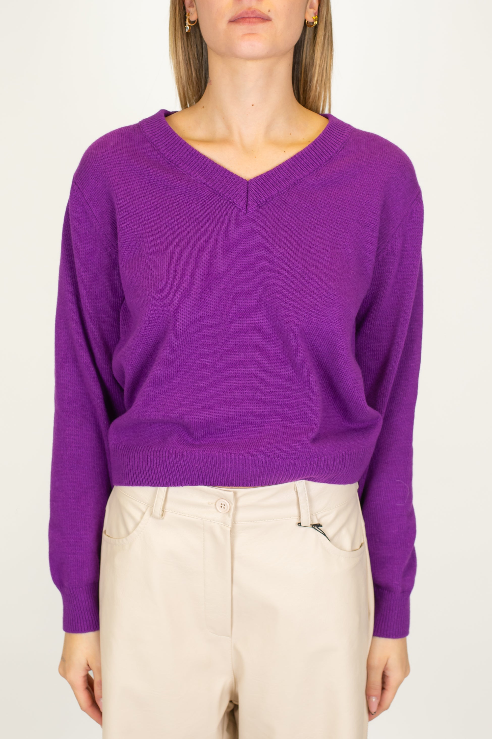 Tensione in - Maglia scollo a V in misto lana e cashmere