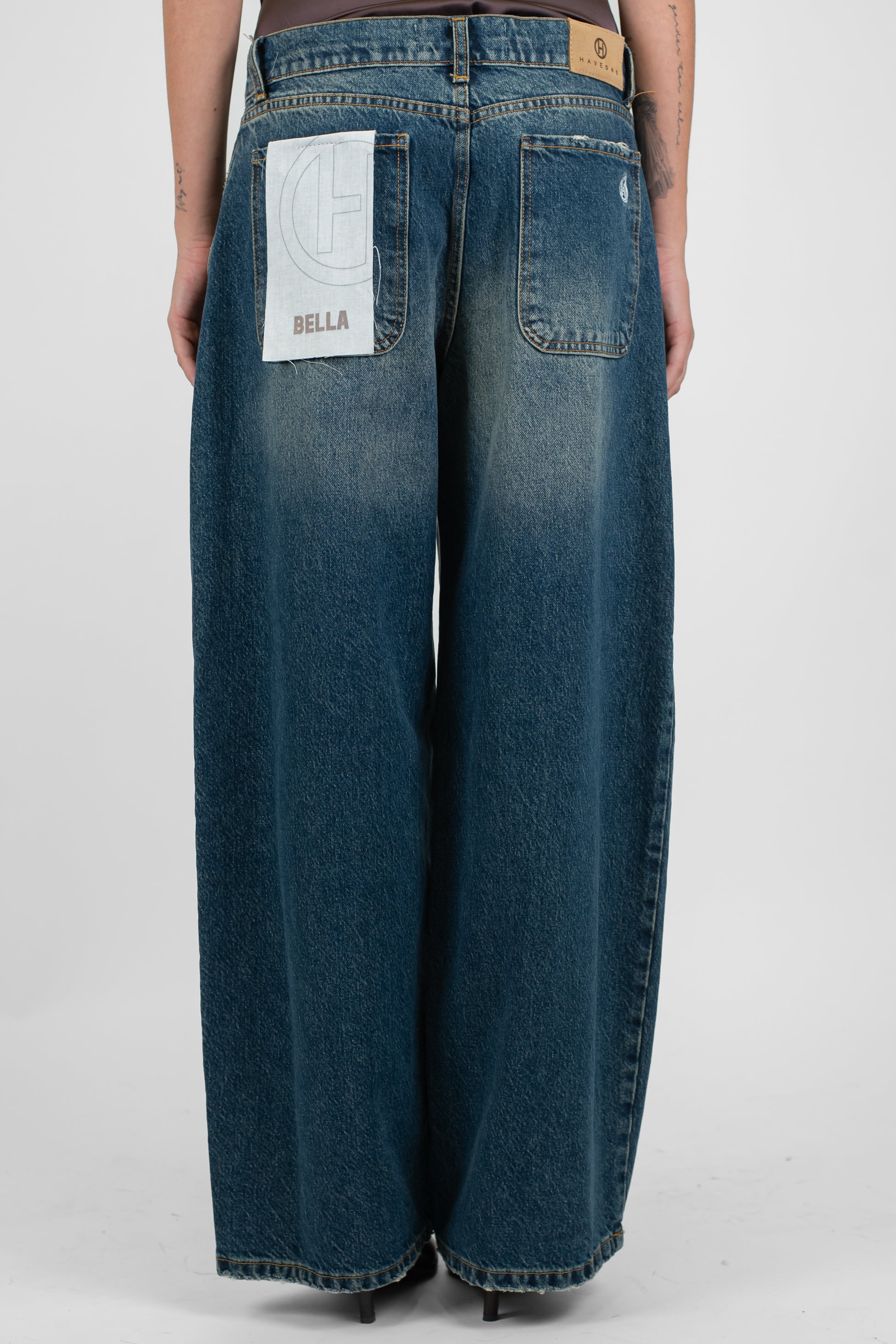 Haveone - Jeans regular gamba ampia modello Bella lavaggio intermedio