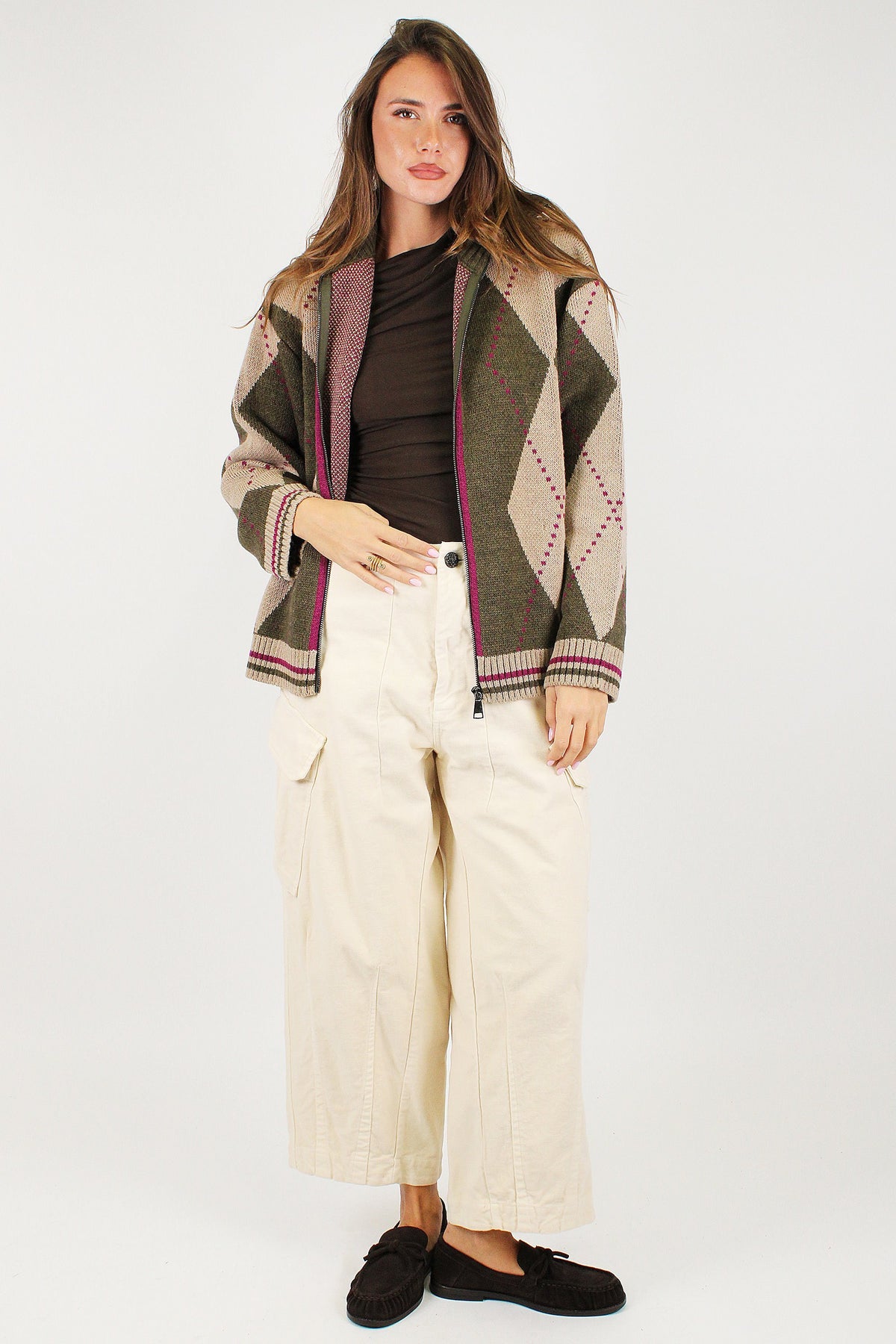 Souvenir - Pantalone palazzo cargo in velluto